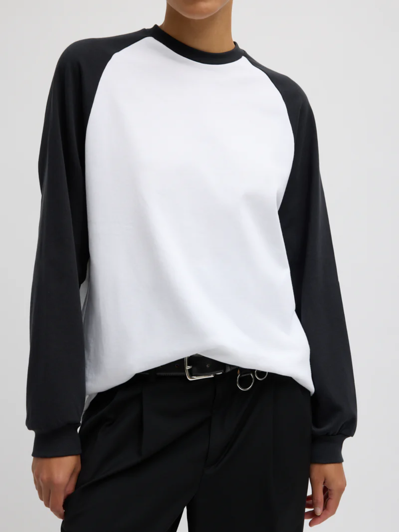 Tibi-Perfect T Sculpted Baseball T - Black/White-Shirts-Boboli-Vancouver-Canada