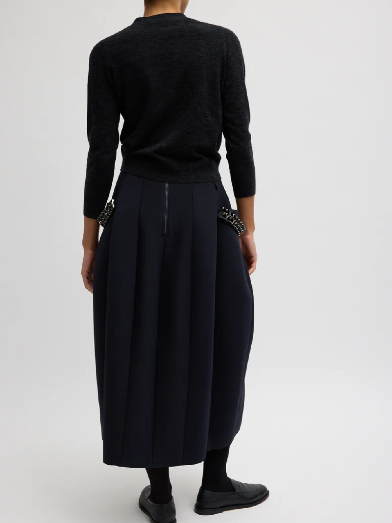Tibi-Bonded Twill Sculpted Skirt - Navy-Skirts-Boboli-Vancouver-Canada