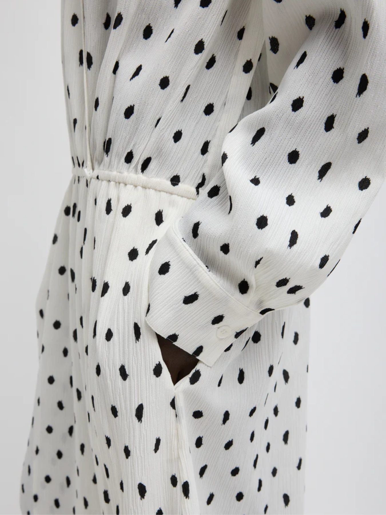 Tibi-Scribble Dot Print Plisee Wrap Dress - Black/White-Dresses-Boboli-Vancouver-Canada