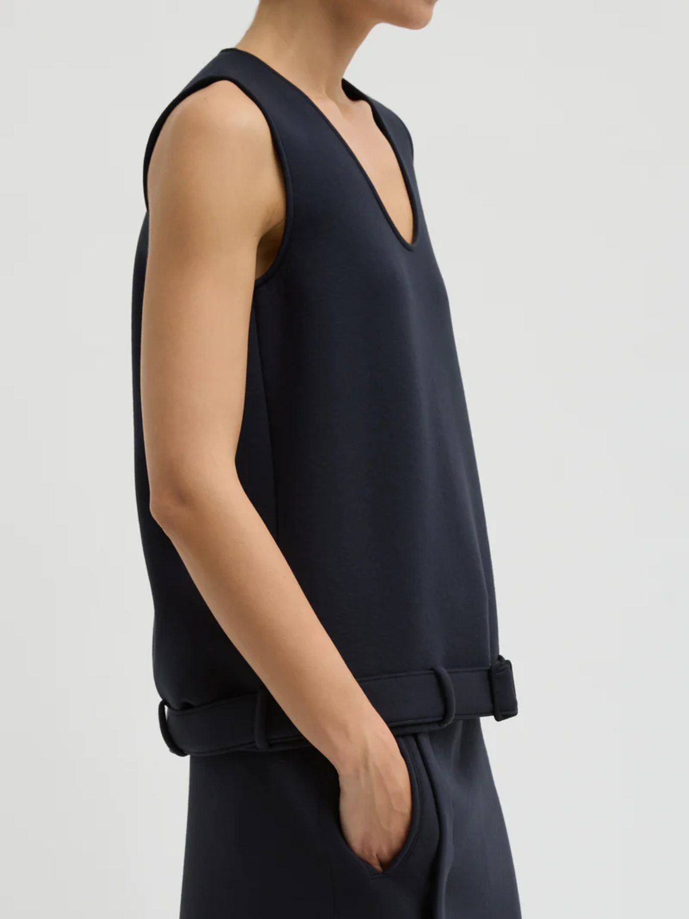 Tibi-Bonded Viscose Tank Top - Dark Navy-Tops-Boboli-Vancouver-Canada