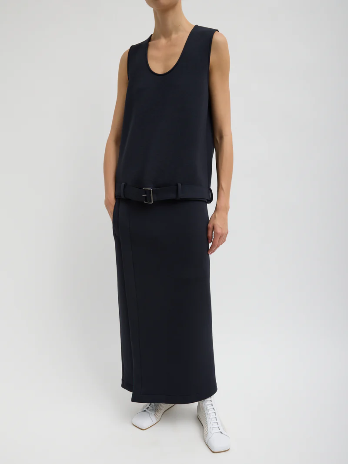 Tibi-Bonded Viscose Maxi Wrap Skirt - Dark Navy-Skirts-Boboli-Vancouver-Canada