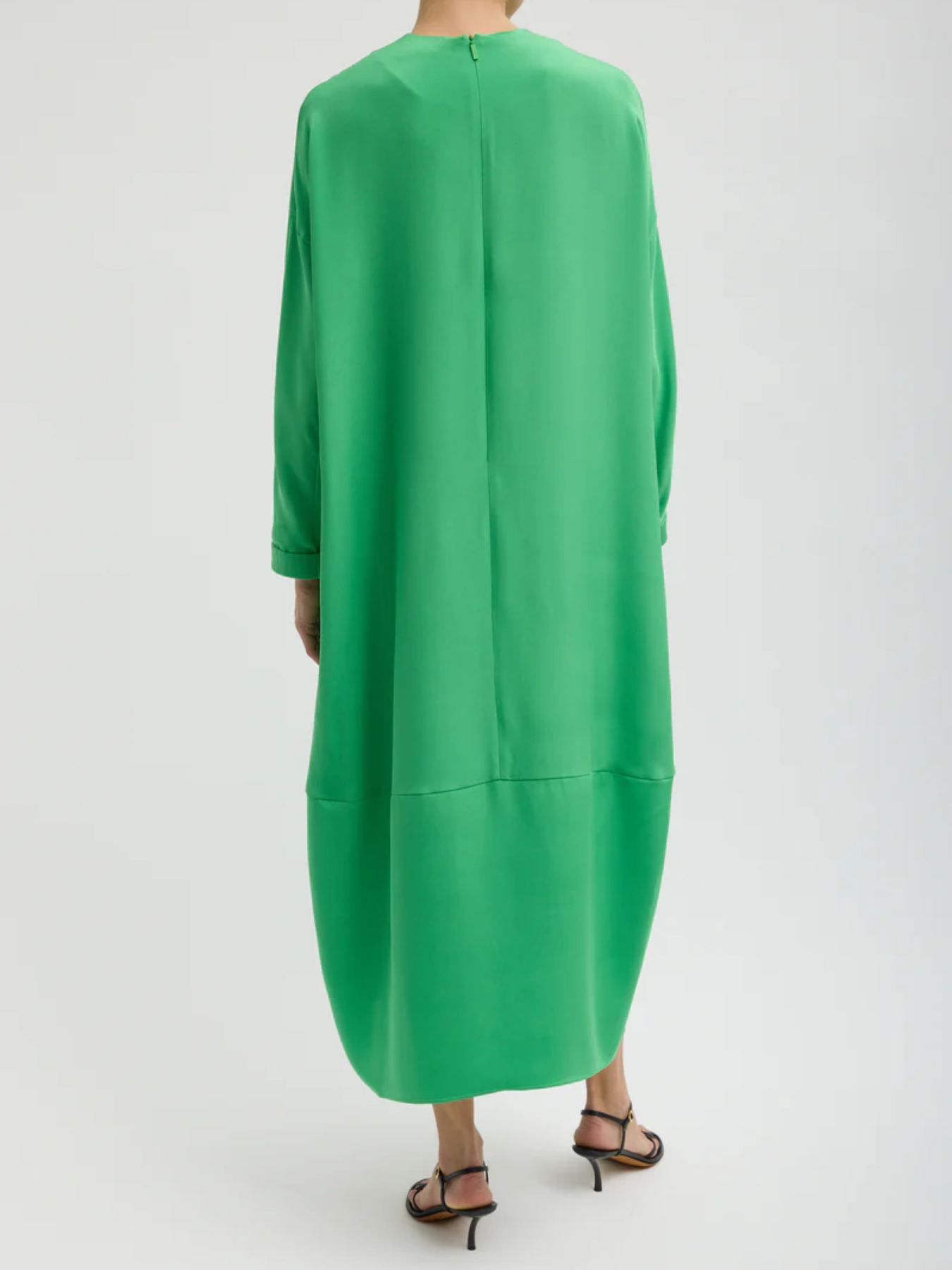 Tibi-4 Ply Silk Long Sleeve Cocoon Dress - Green-Dresses-Boboli-Vancouver-Canada