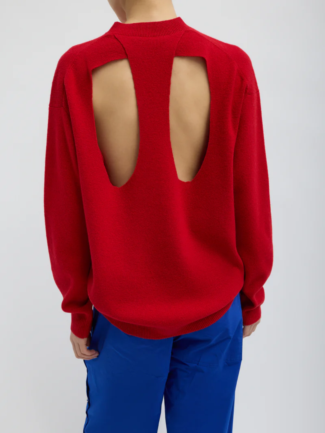 Tibi-Anna Merino Racerback Pullover - Red-Sweaters-Boboli-Vancouver-Canada