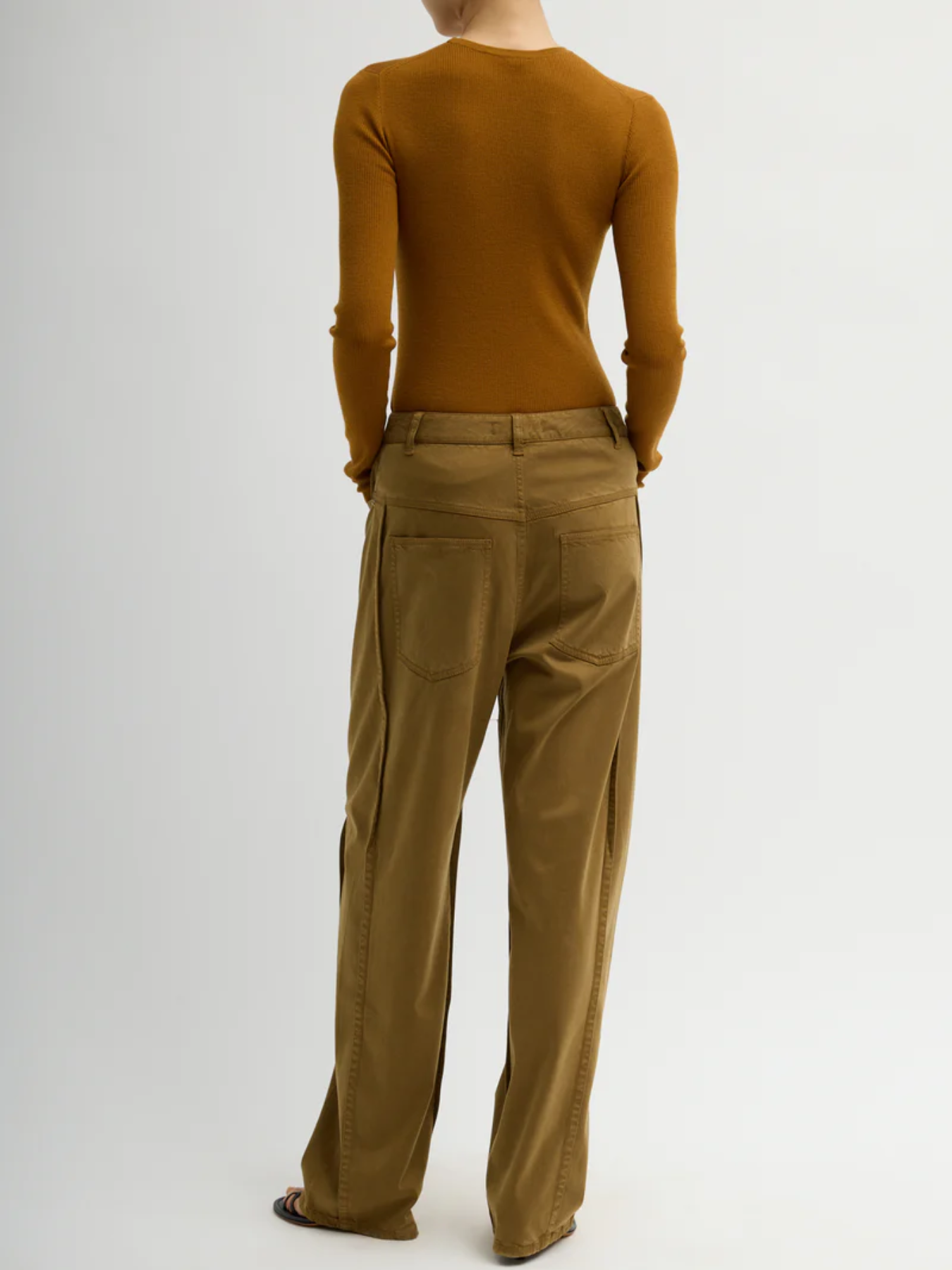 Tibi-Garment Dyed Stretch Twill Tuck Pant - Dark Tan-Pants-Boboli-Vancouver-Canada