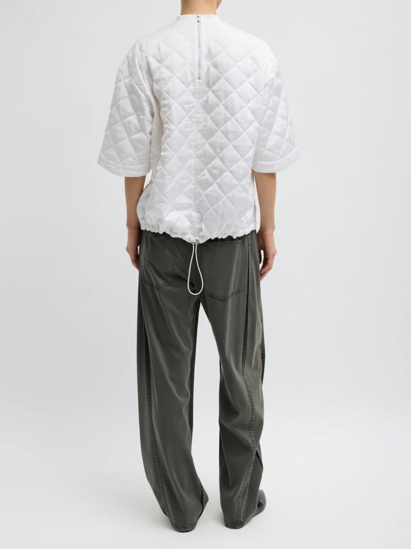 Tibi-Garment Dyed Stretch Twill Tuck Pant - Grey-Pants-Boboli-Vancouver-Canada