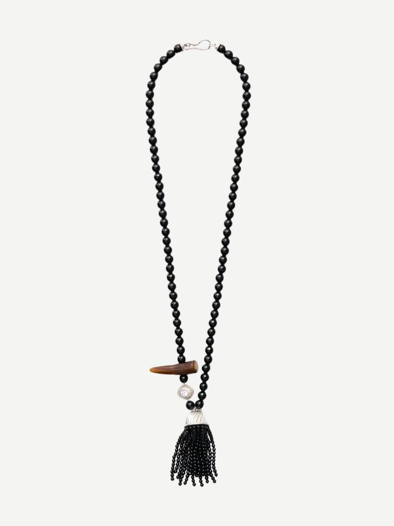 Nackiye-Grande Kiraz Onyx Necklace - Onyx/Silver-Jewellery-Boboli-Vancouver-Canada
