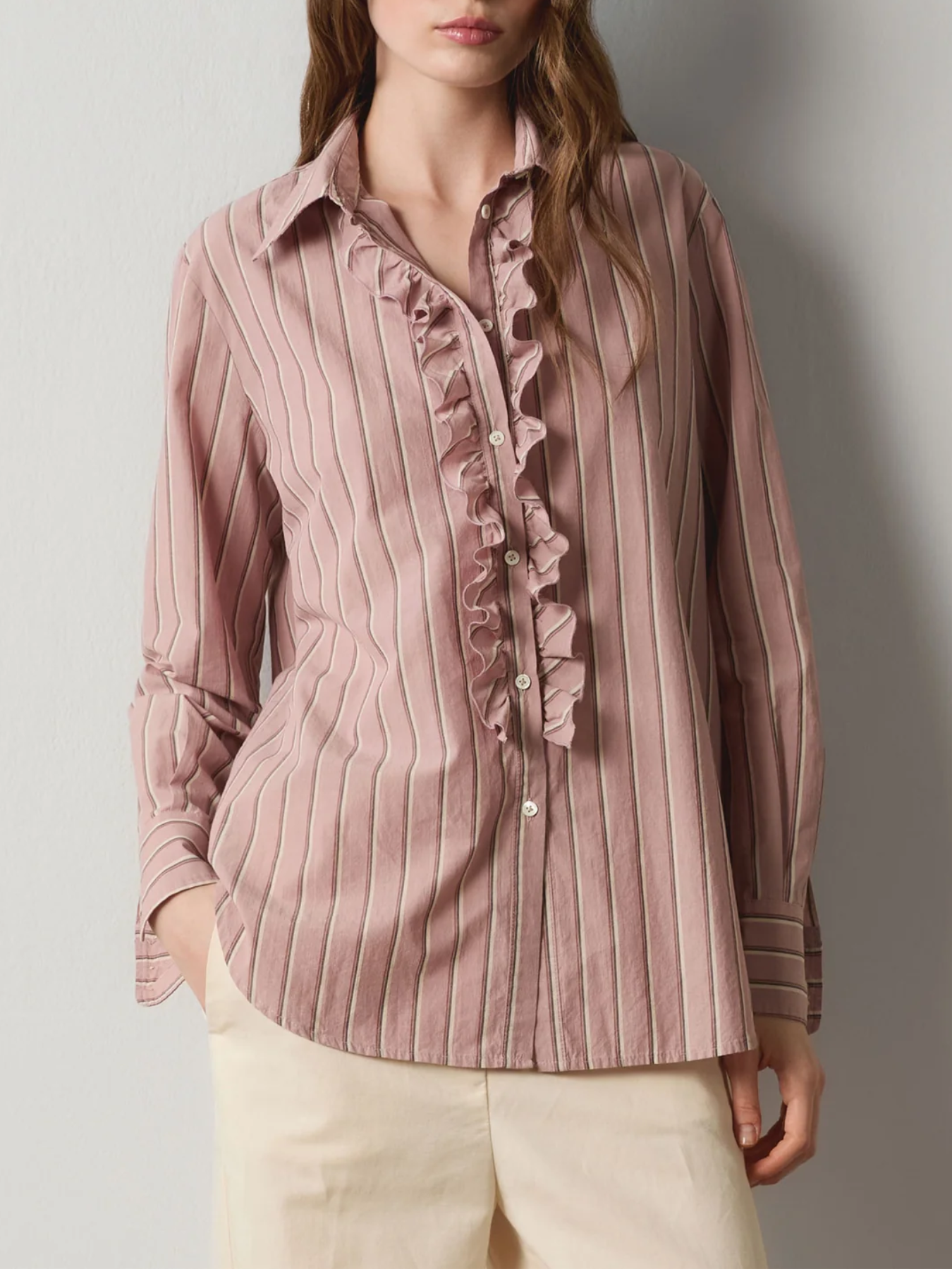 Massimo Alba-Gemma Ruched Shirt - Old Rose-Shirts-Boboli-Vancouver-Canada