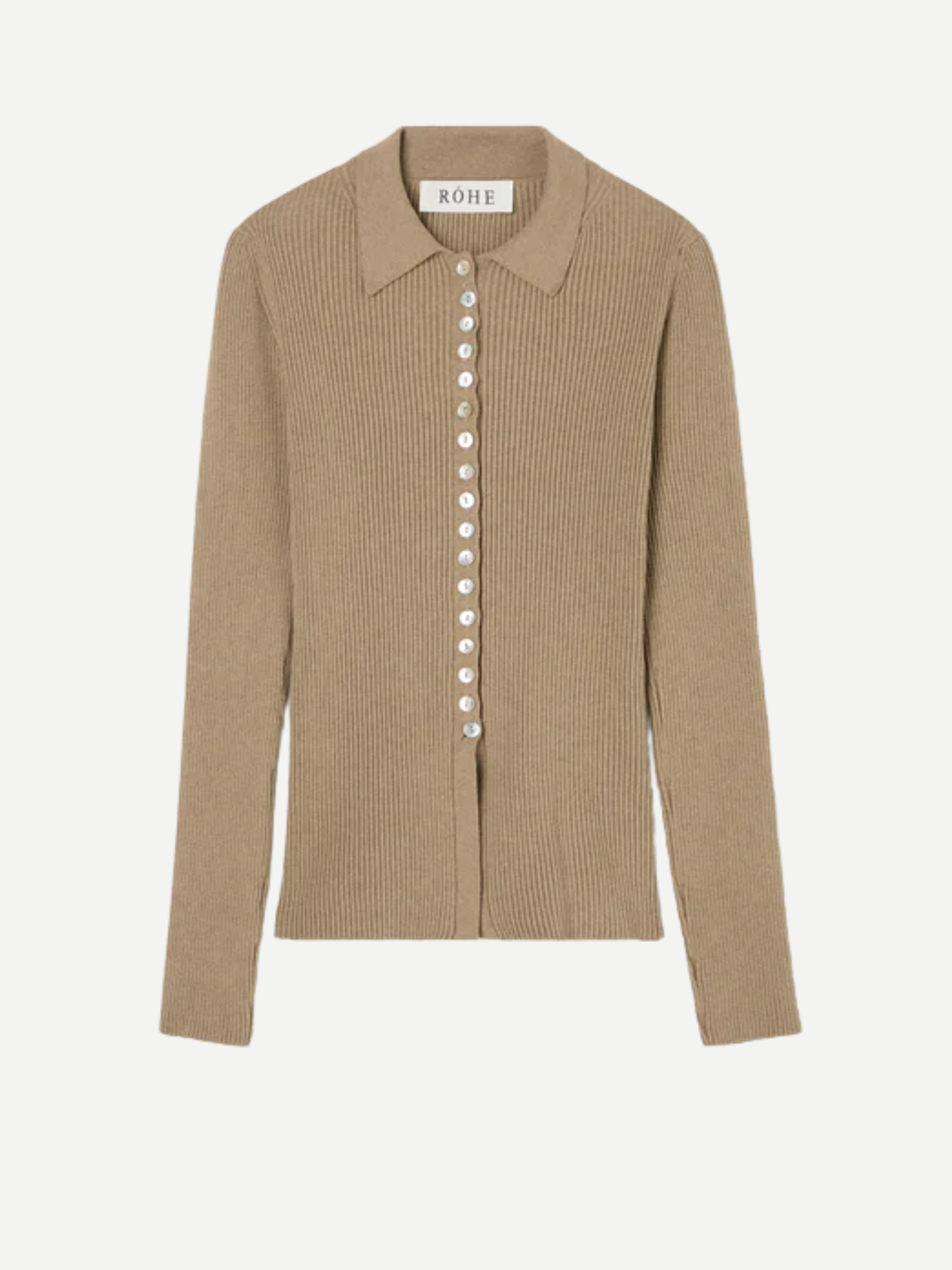 Rohe-Elongated Rib Cardigan - Taupe Melange-Cardigans-Boboli-Vancouver-Canada