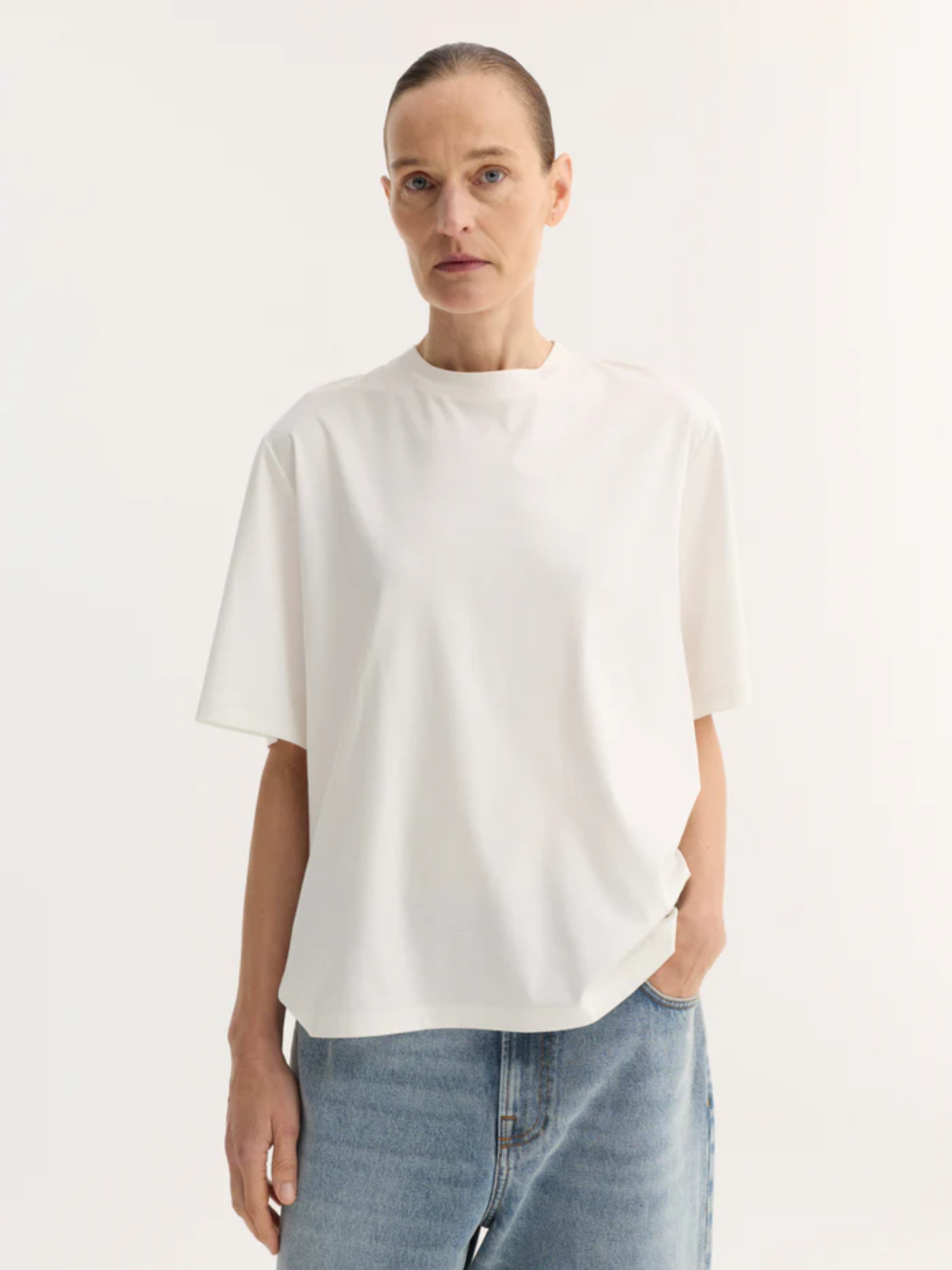 Rohe-Oversized Cotton Silk T-Shirt - Off White-Shirts-Boboli-Vancouver-Canada