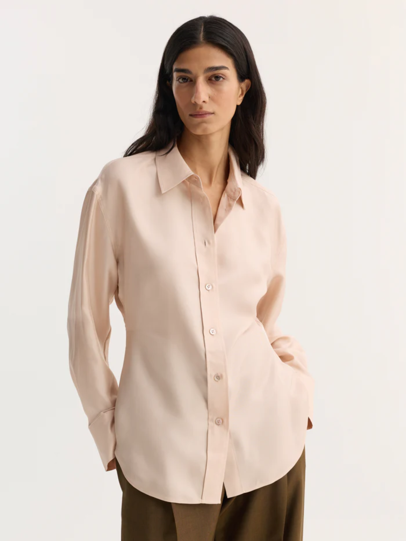 Rohe-Silk Shaped Shirt - Rose-Shirts-Boboli-Vancouver-Canada