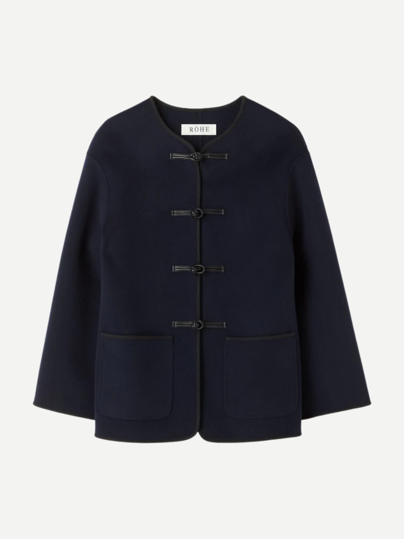 Rohe-Mandarin Double Faced Wool Jacket - Navy-Jackets-Boboli-Vancouver-Canada