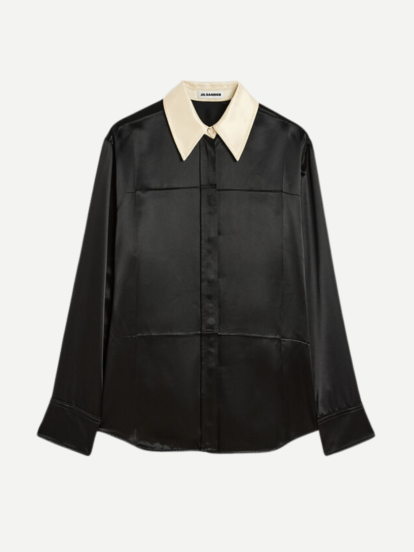 Jil Sander-Fluid Shiny Satin Shirt - Black-Shirts-Boboli-Vancouver-Canada