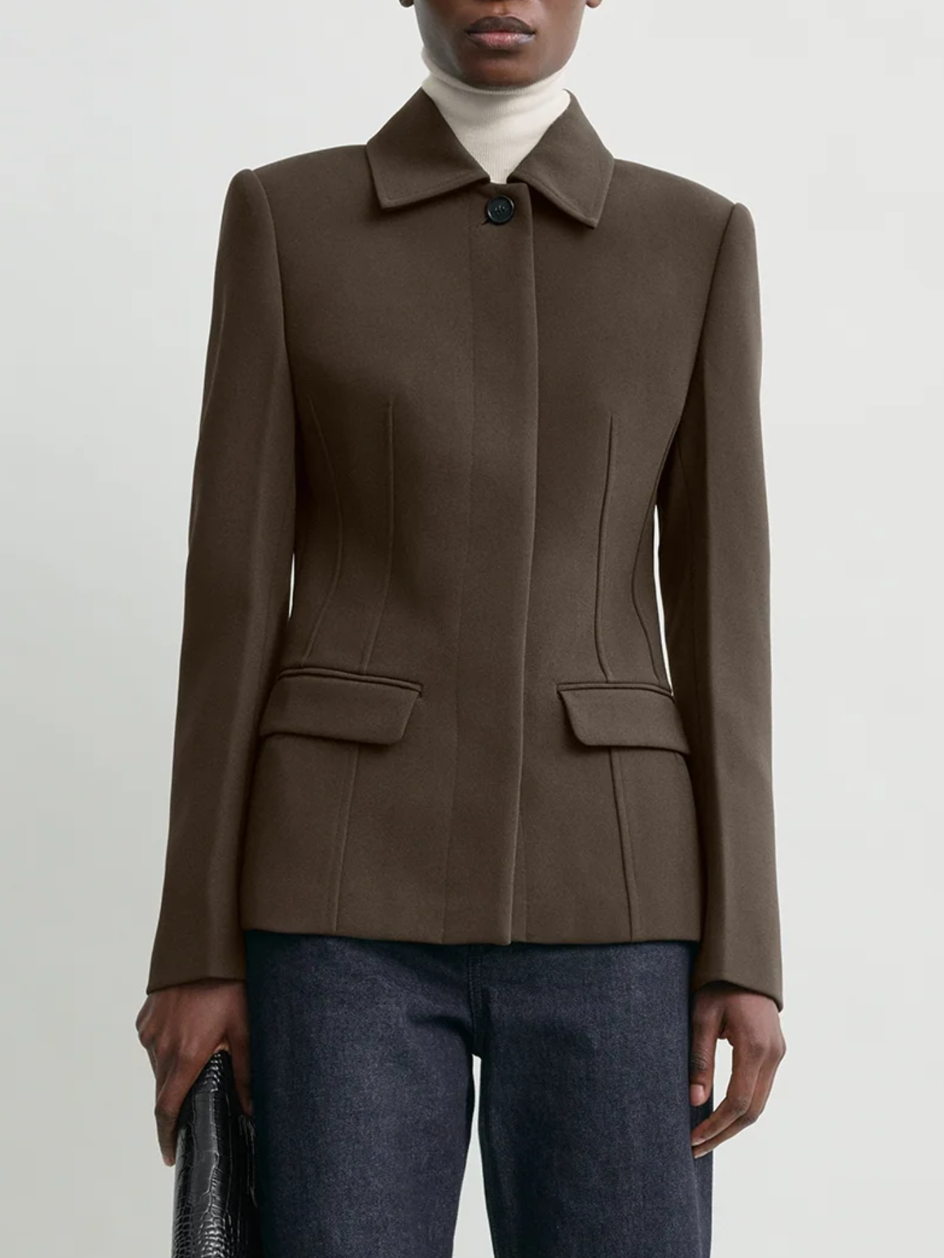 Totême-Cinched Pocket Jacket - Bark-Jackets-Boboli-Vancouver-Canada