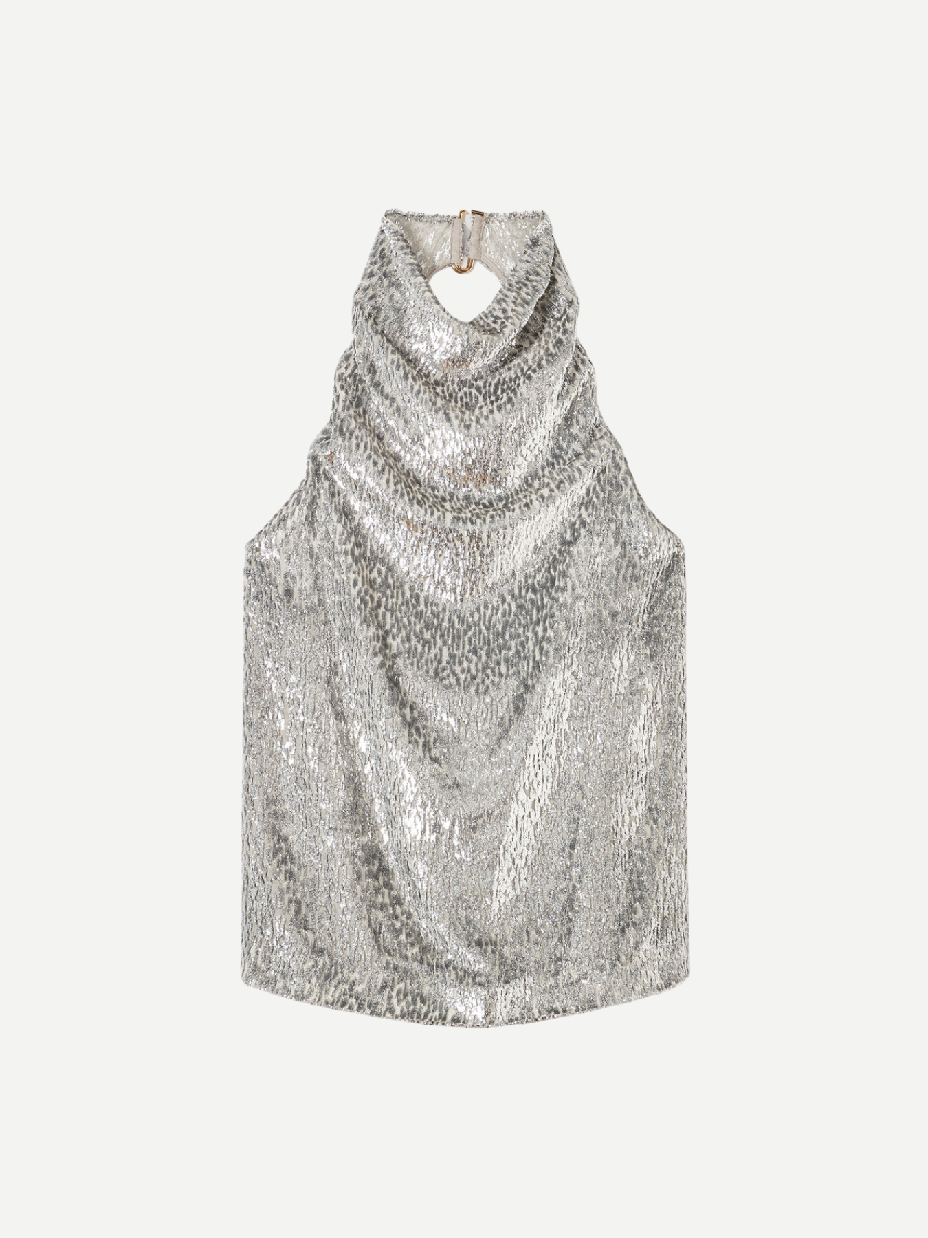 Stella McCartney-Metallic Velvet Halterneck Top - Silver-Tops-Boboli-Vancouver-Canada