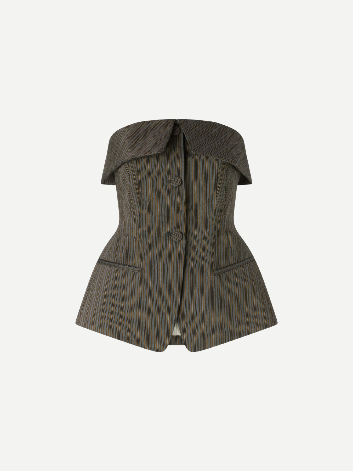 Antonio Marras-Pinstripe Jacquard Cotton Bustier - Black/Brown-Tops-Boboli-Vancouver-Canada