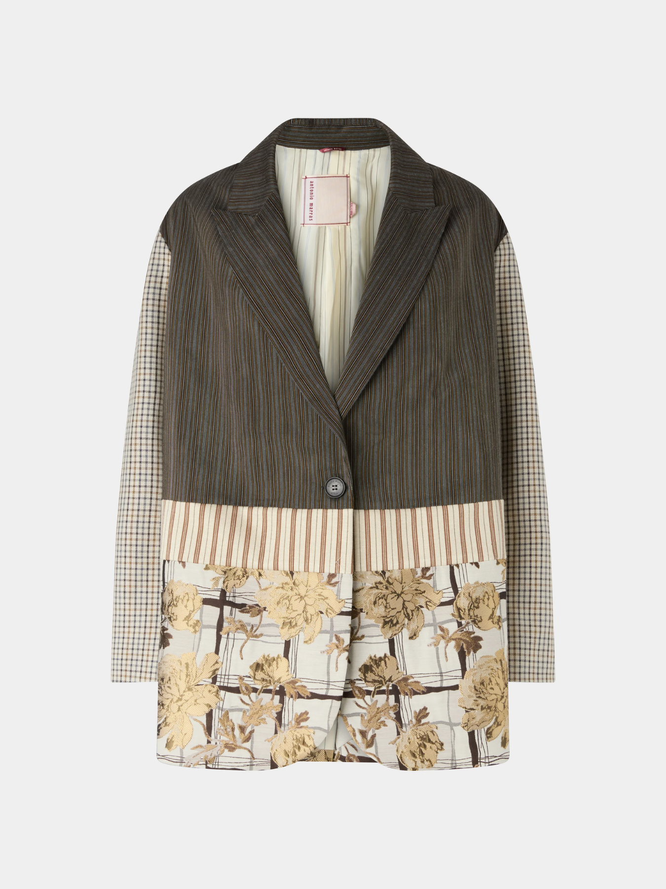 Antonio Marras-Single-Breasted Pinstripe & Floral Jacket - Grey-Jackets-Boboli-Vancouver-Canada