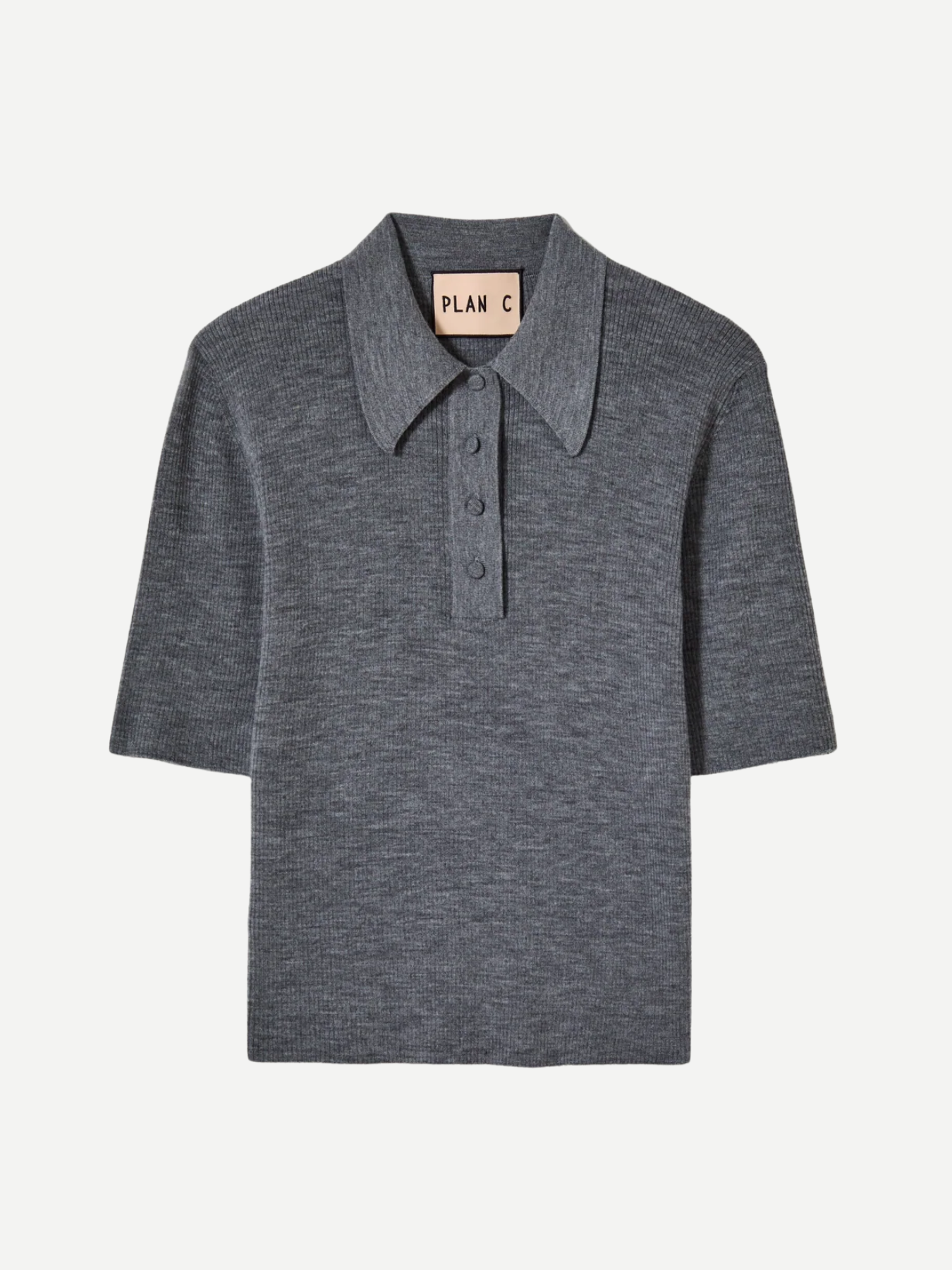 Plan C-Merino Polo - Gray Melange-Tops-Boboli-Vancouver-Canada