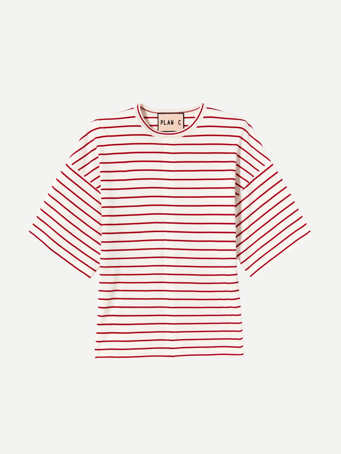 Plan C-Striped Fitted T-Shirt - White & Red-T-Shirts-Boboli-Vancouver-Canada
