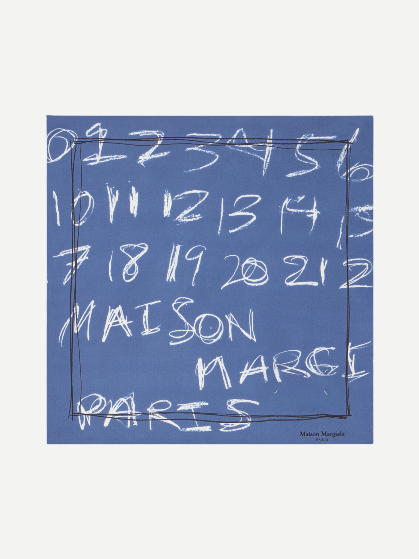 Maison Margiela-Scribbled Numerical Silk Foulard - Navy Blue-Foulard-Boboli-Vancouver-Canada