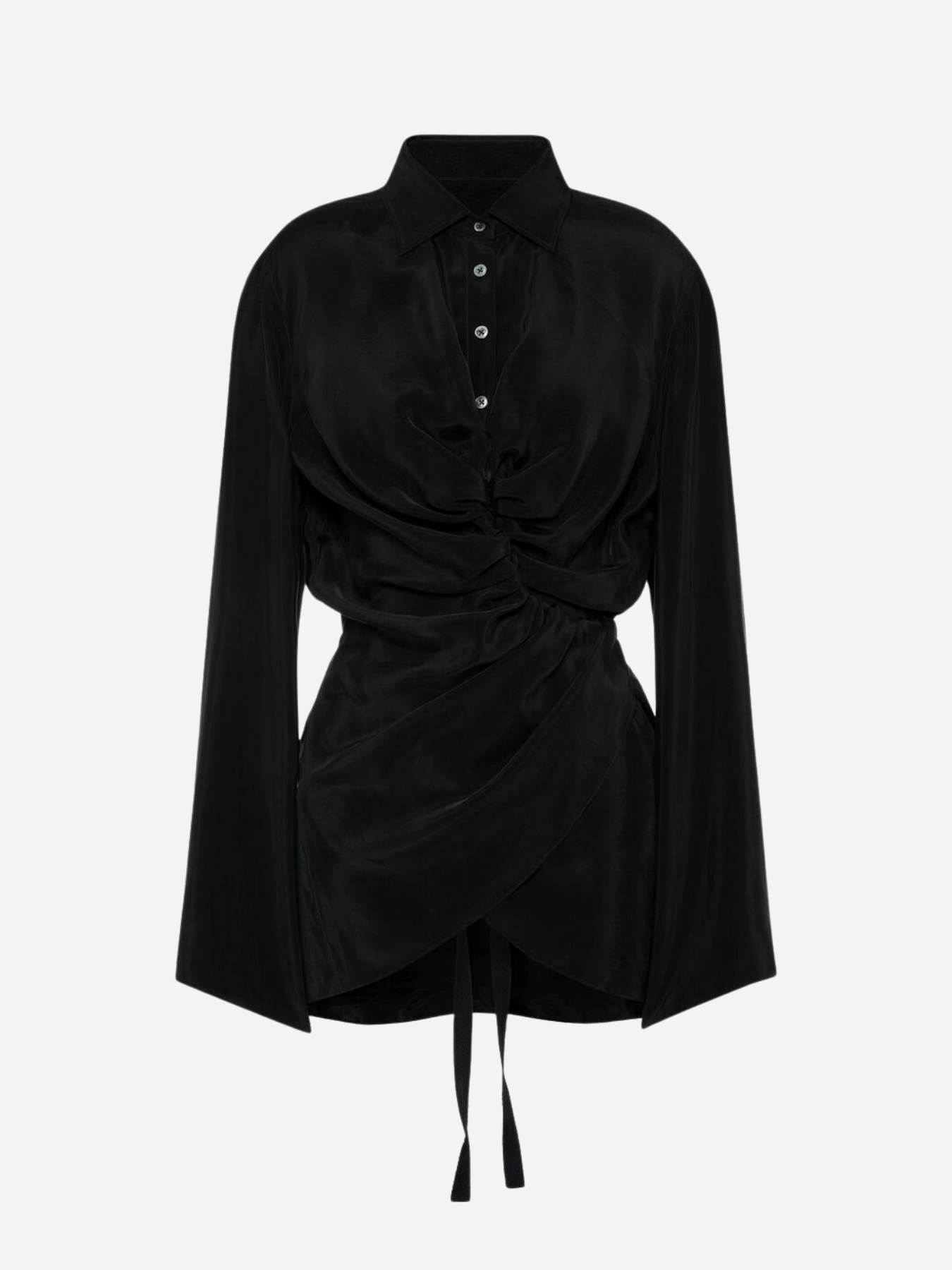 Maison Margiela-Ruched Wrap Shirt - Black-Shirts-Boboli-Vancouver-Canada