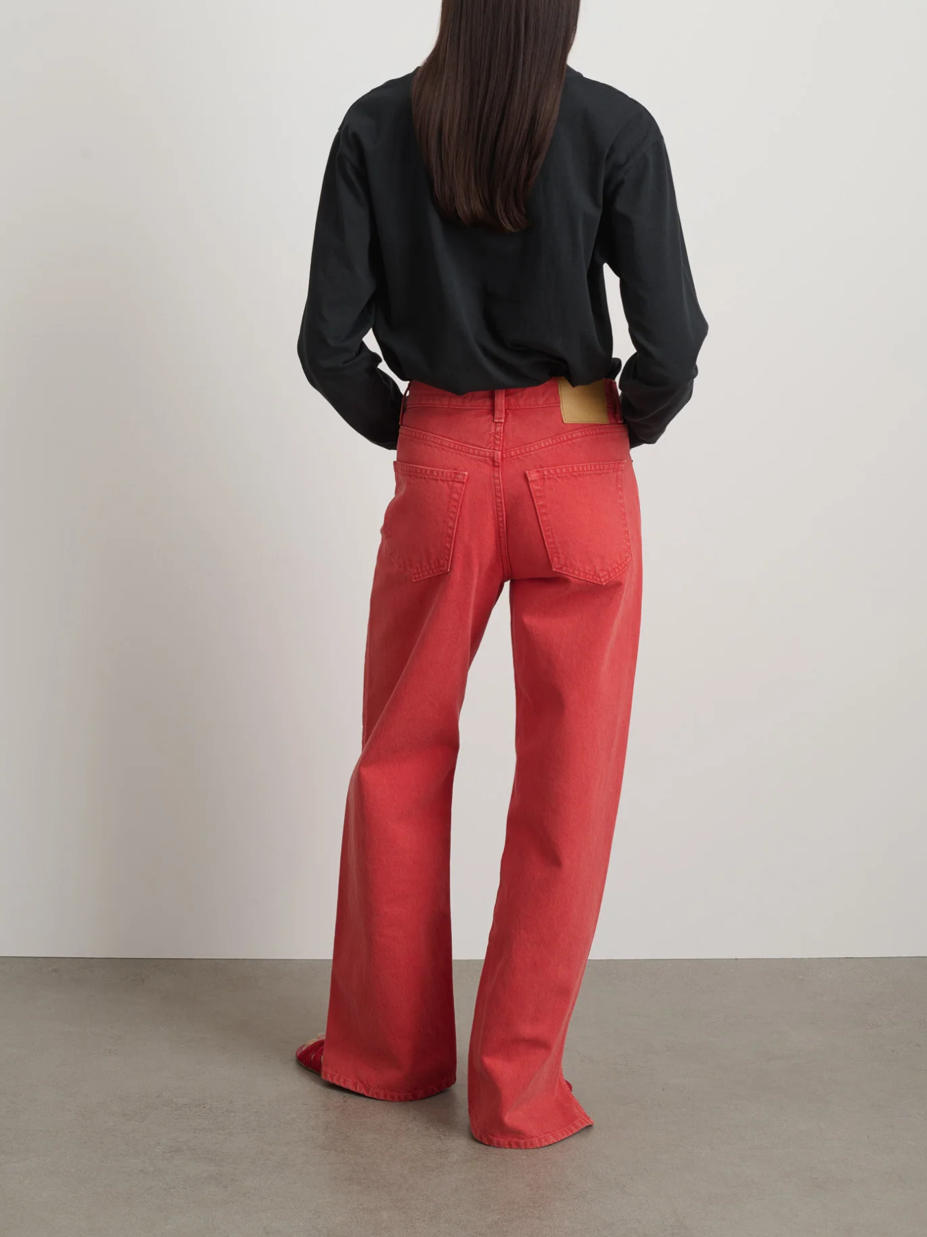 B Sides-Charlot Split Hem Denim - Faded Tomato Overdye-Pants-Boboli-Vancouver-Canada