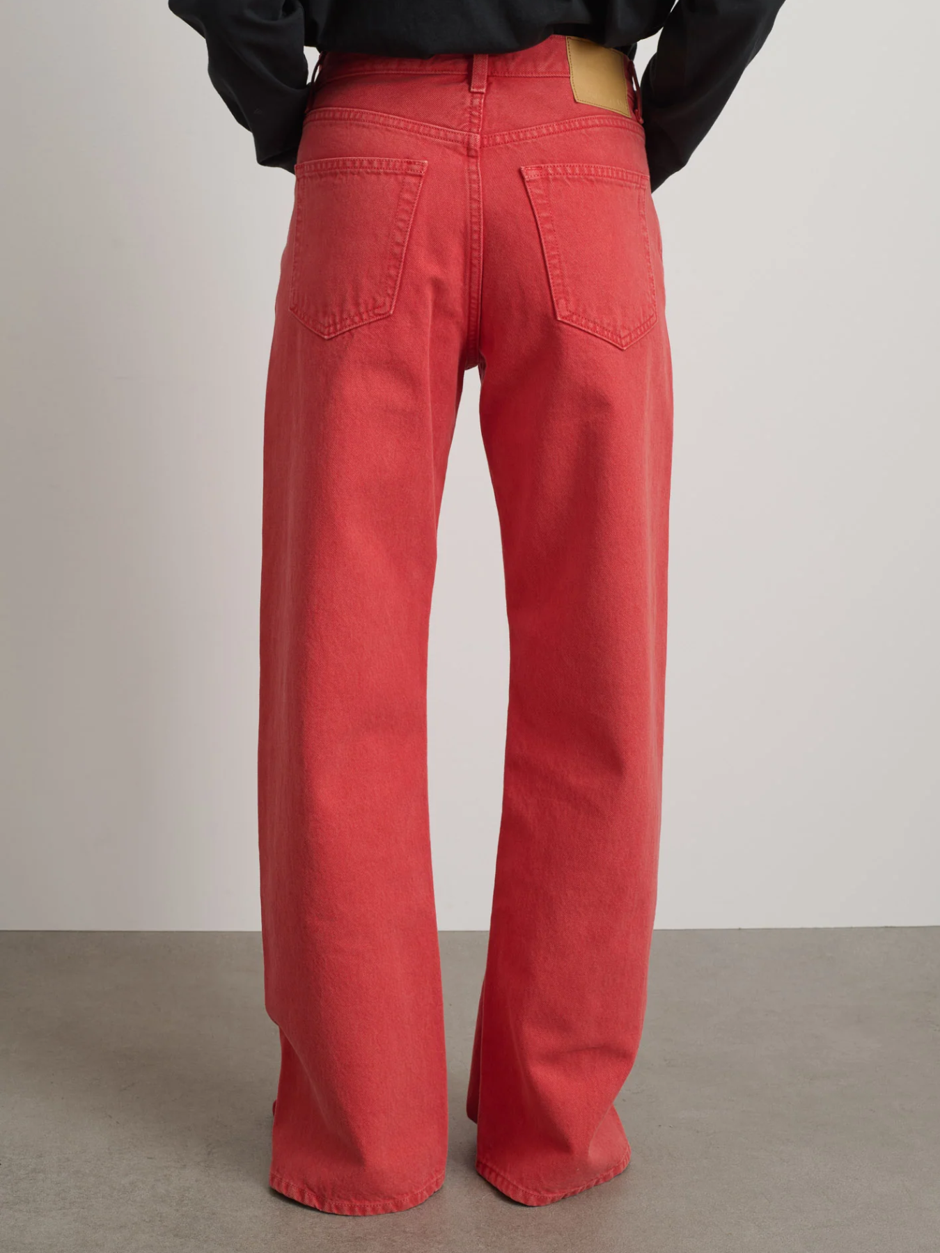 B Sides-Charlot Split Hem Denim - Faded Tomato Overdye-Pants-Boboli-Vancouver-Canada
