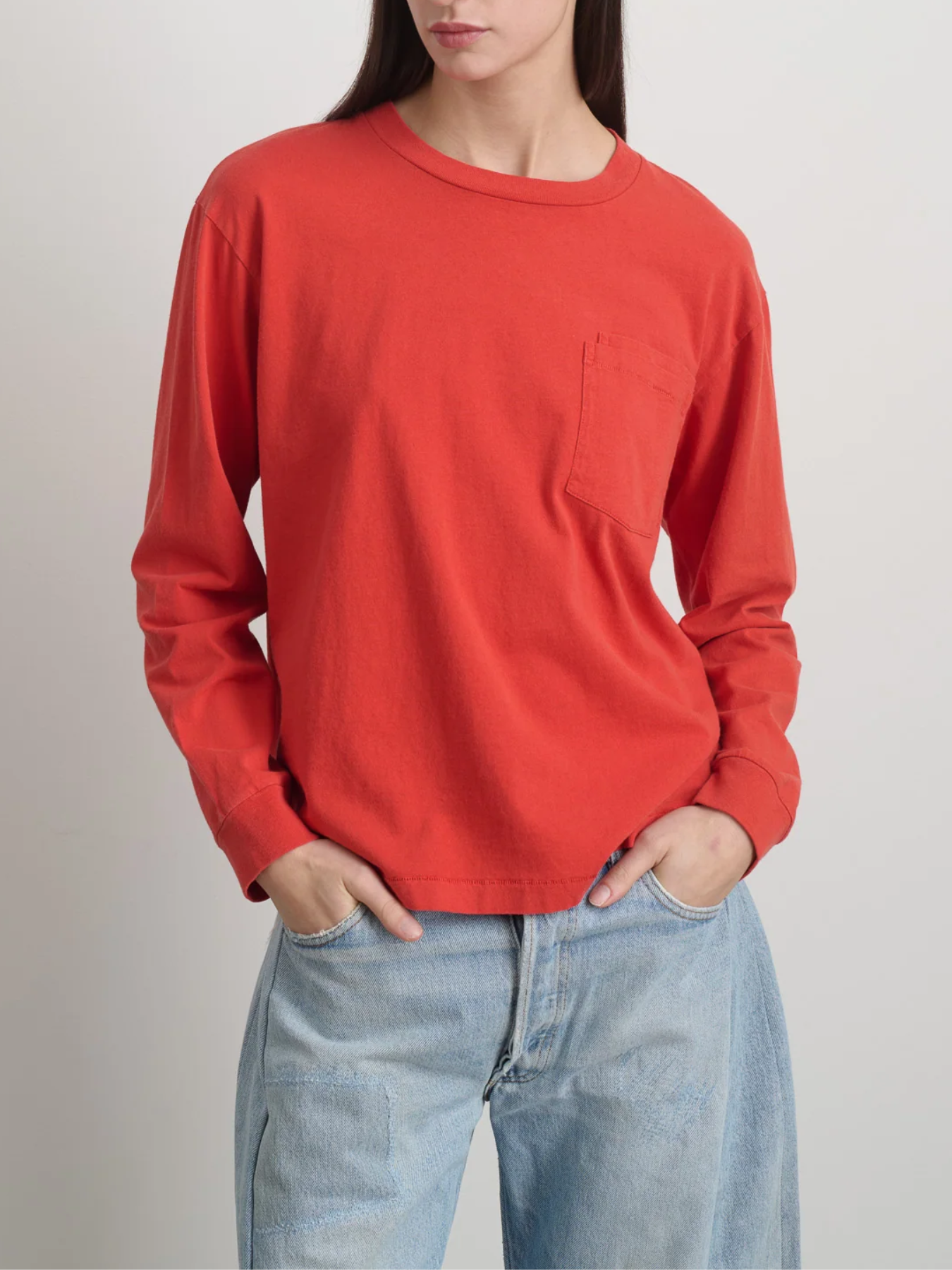 B Sides-Double Pocket LS Tee - Geranium Overdye-T-Shirts-Boboli-Vancouver-Canada