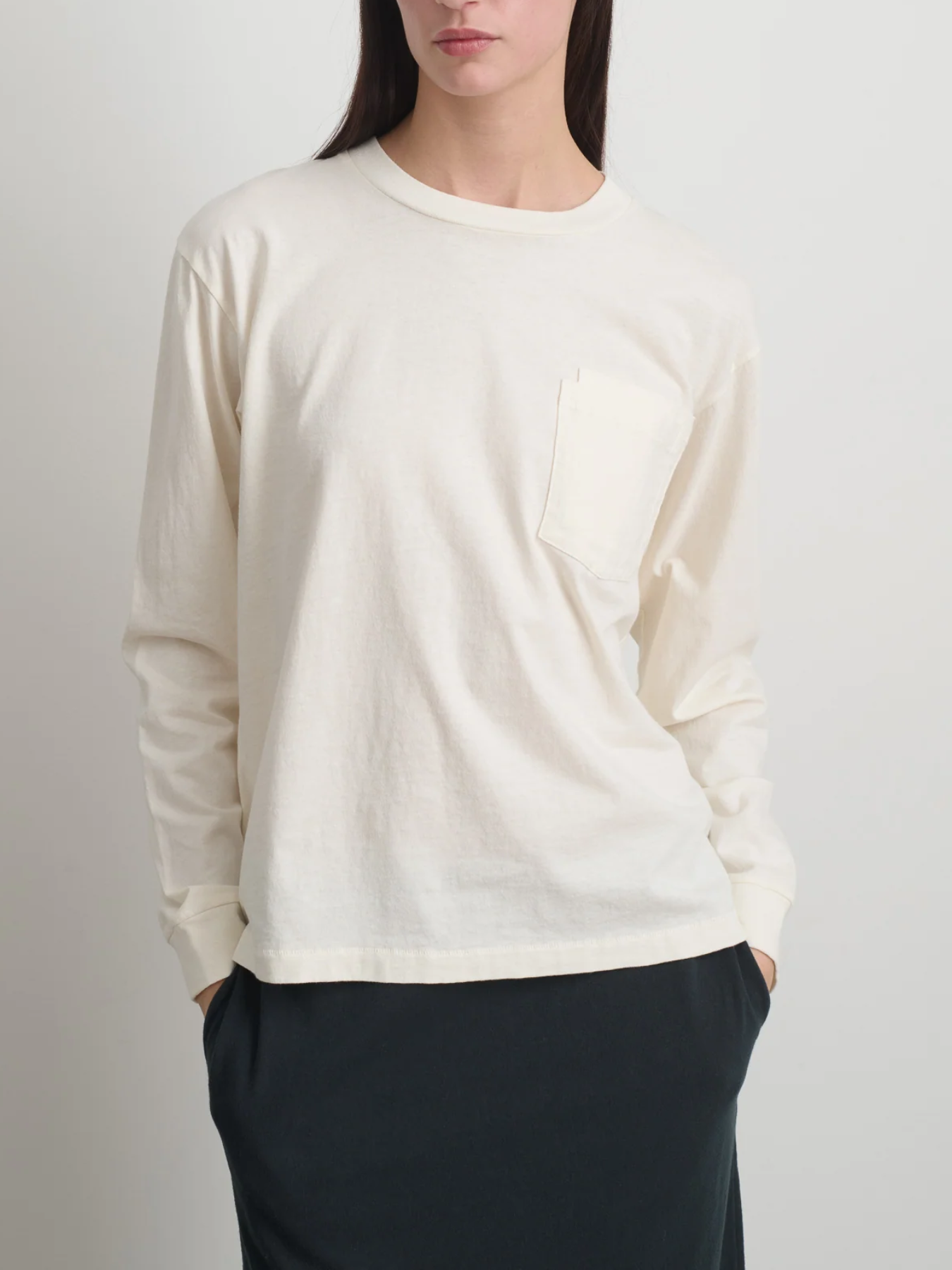 B Sides-Double Pocket LS Tee - Oyster Overdye-T-Shirts-Boboli-Vancouver-Canada