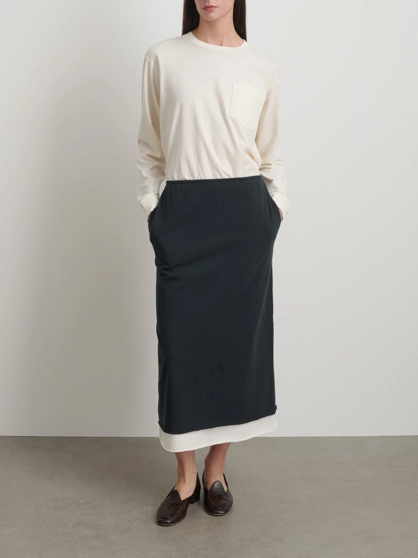 B Sides-Slip Skirt - Faded BlackOyster Overdye-Skirts-Boboli-Vancouver-Canada