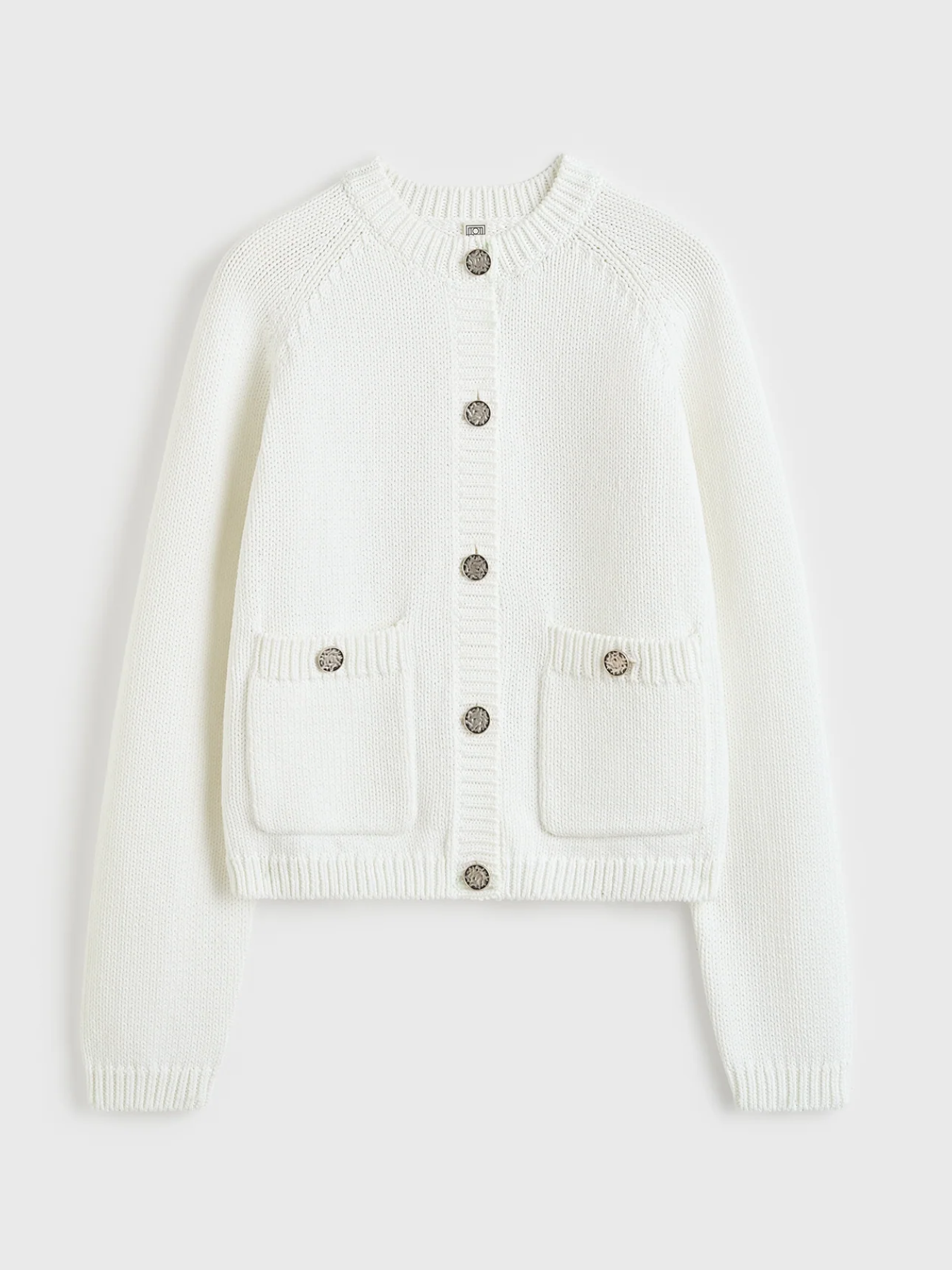 Toteme-Hammered Button Cotton Cardigan - White-Cardigans-Boboli-Vancouver-Canada