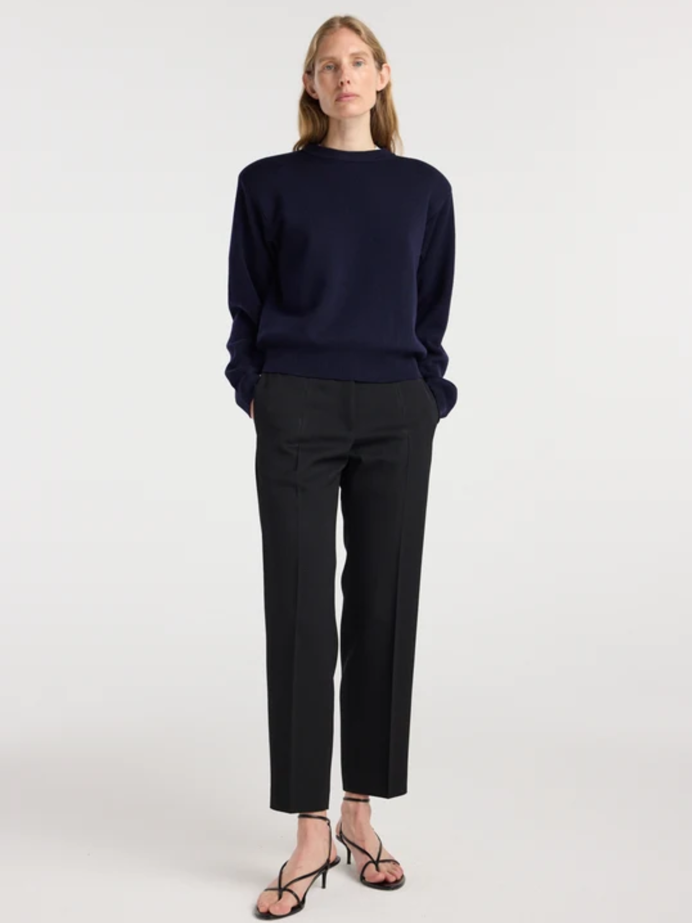 Róhe-Cigarette Leg Tailored Trousers - Black-Pants-Boboli-Vancouver-Canada