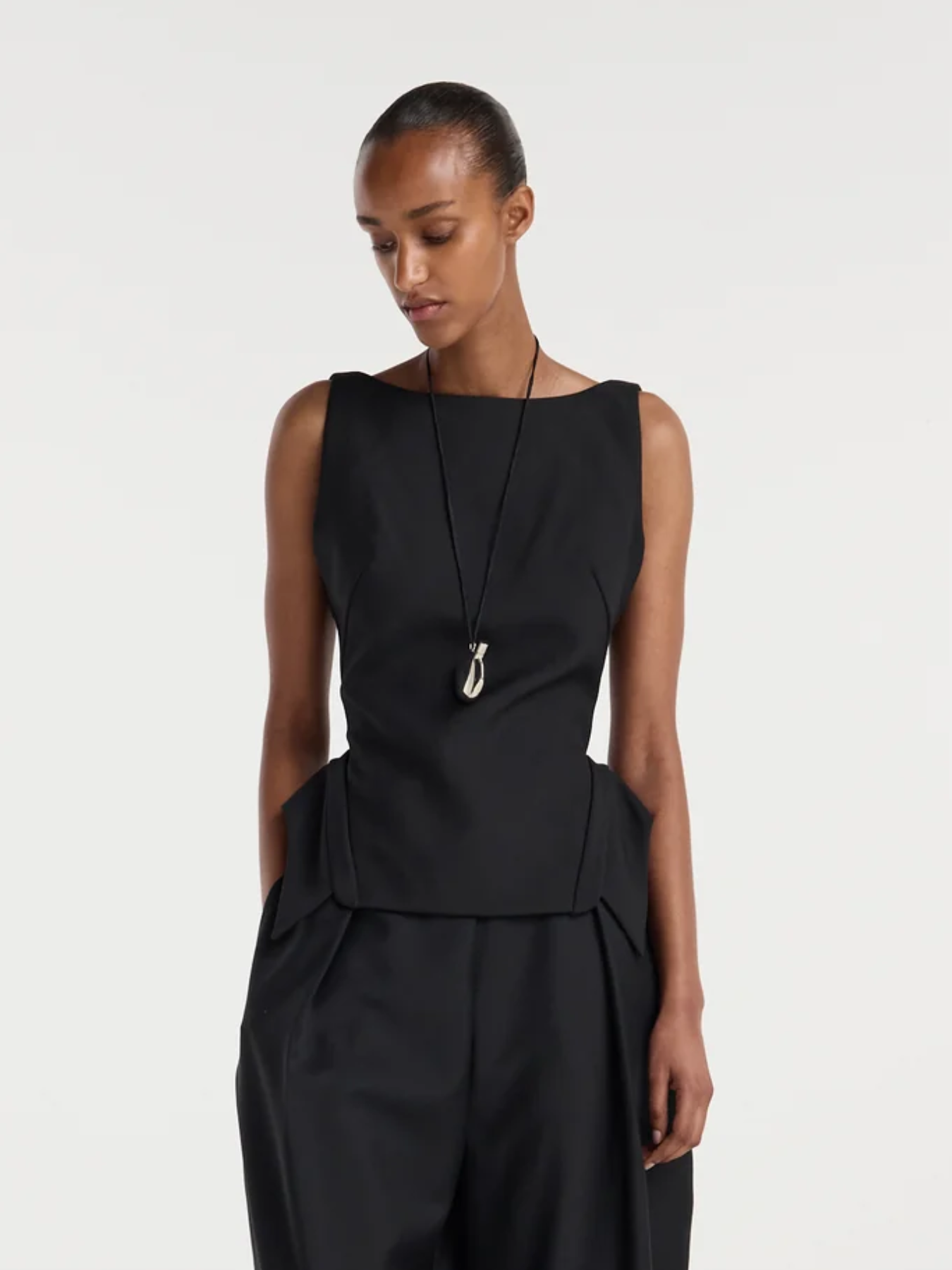Róhe-Deconstructed Collar Top - Black-Tops-Boboli-Vancouver-Canada