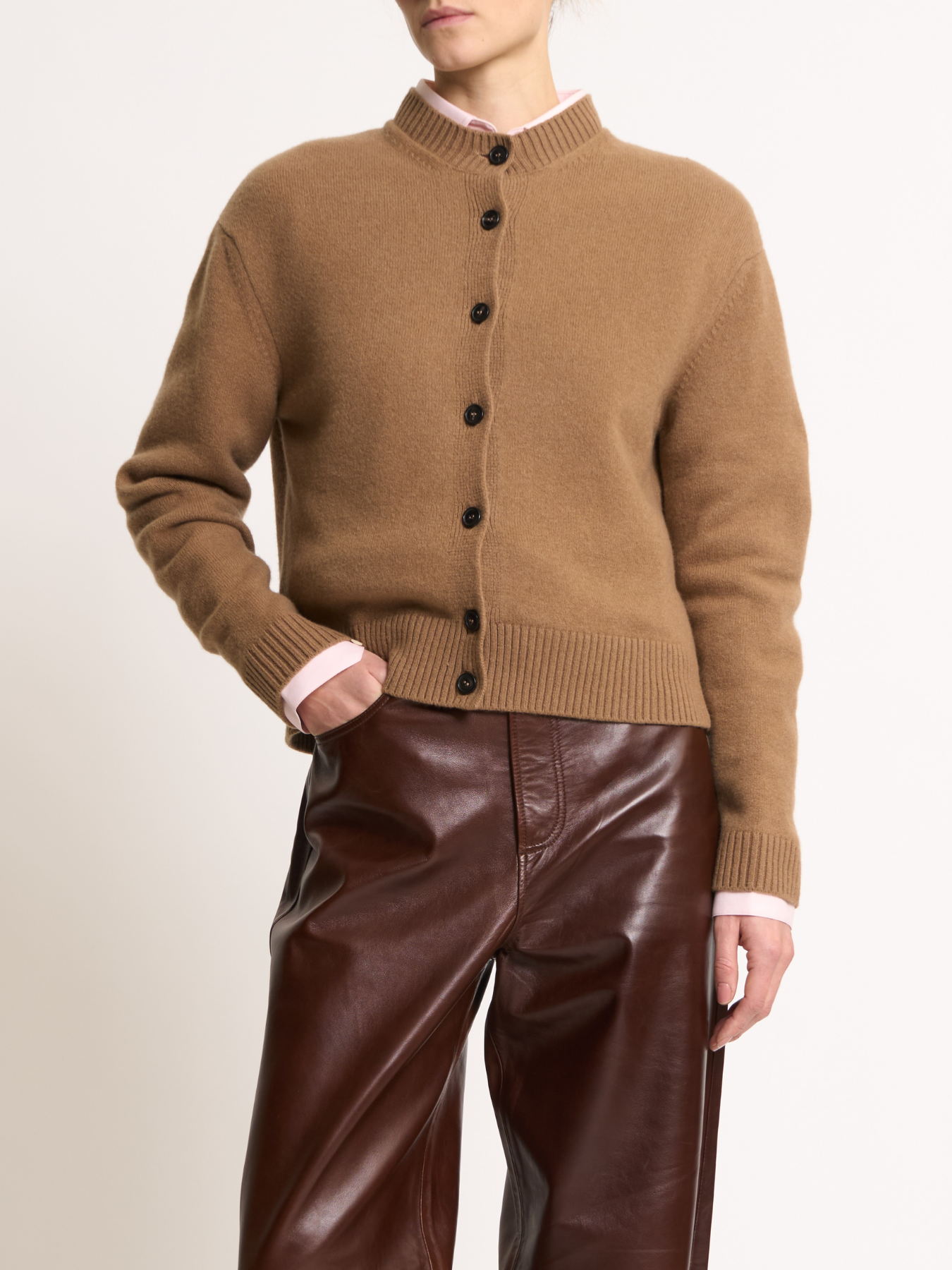 Róhe-Classic Cardigan - Camel-Cardigans-Boboli-Vancouver-Canada