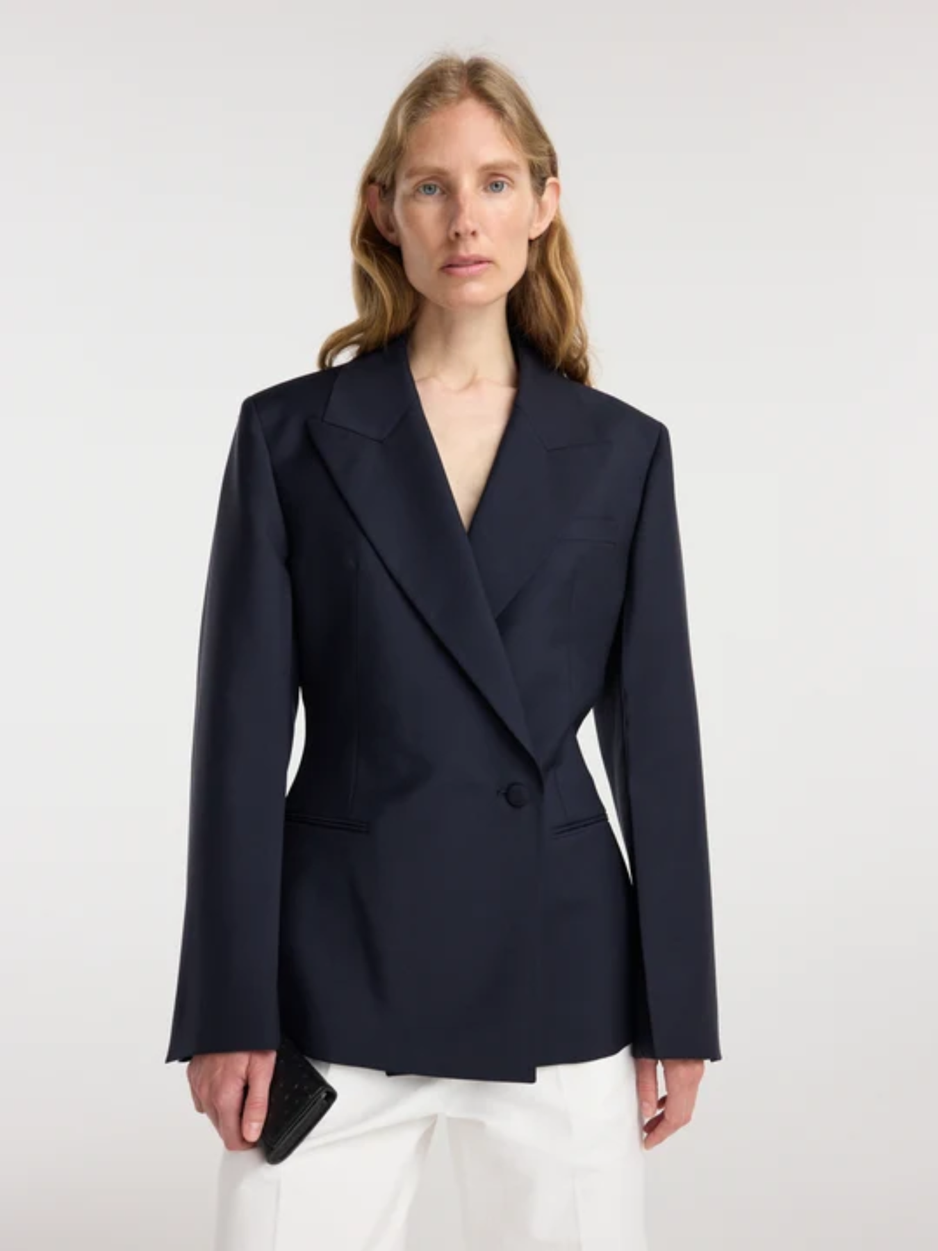 Róhe-Hourglass Shaped Blazer - Navy-Blazers-Boboli-Vancouver-Canada