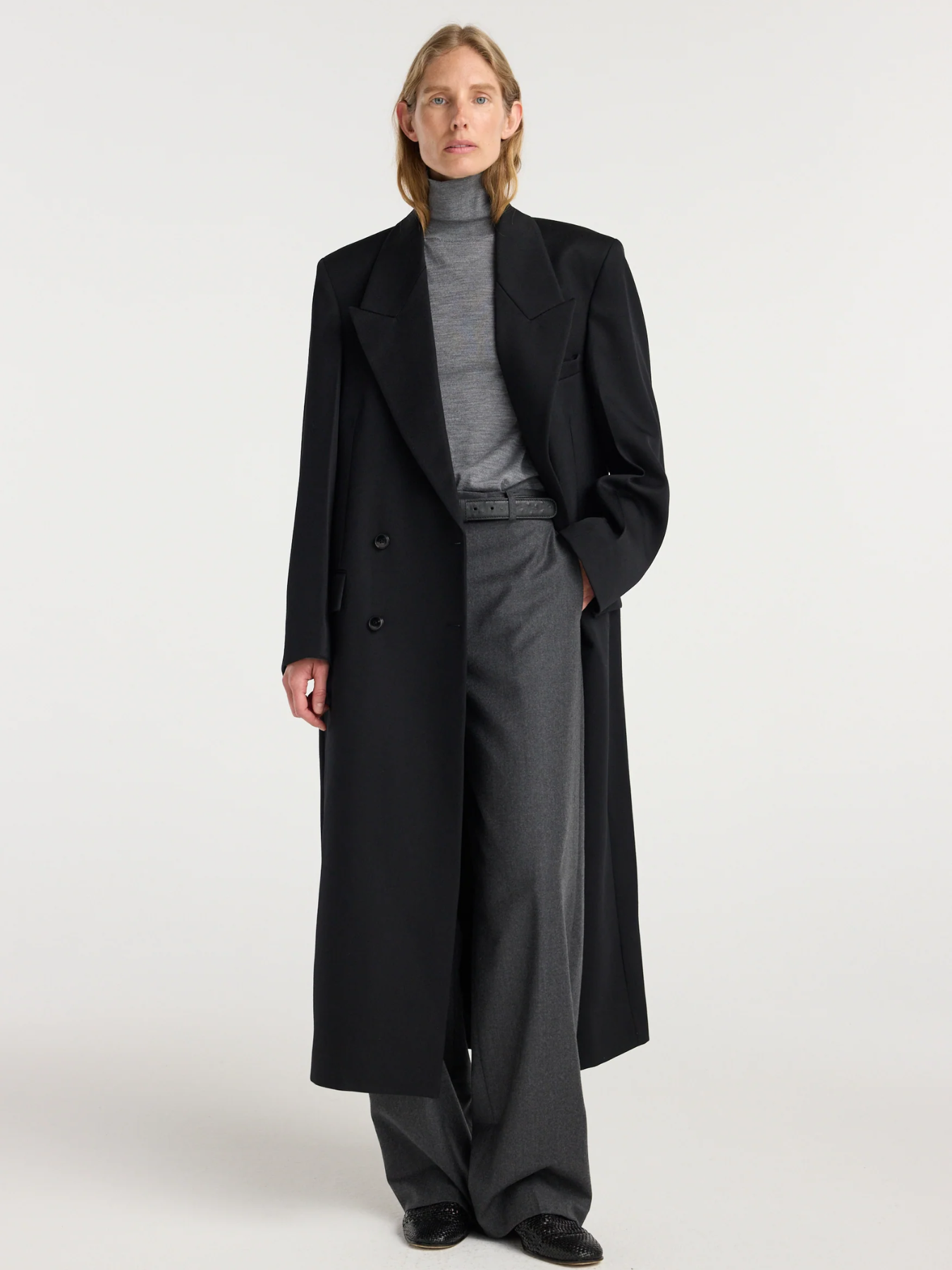 Róhe-Double Breasted Tailored Coat - Black-Coats-Boboli-Vancouver-Canada