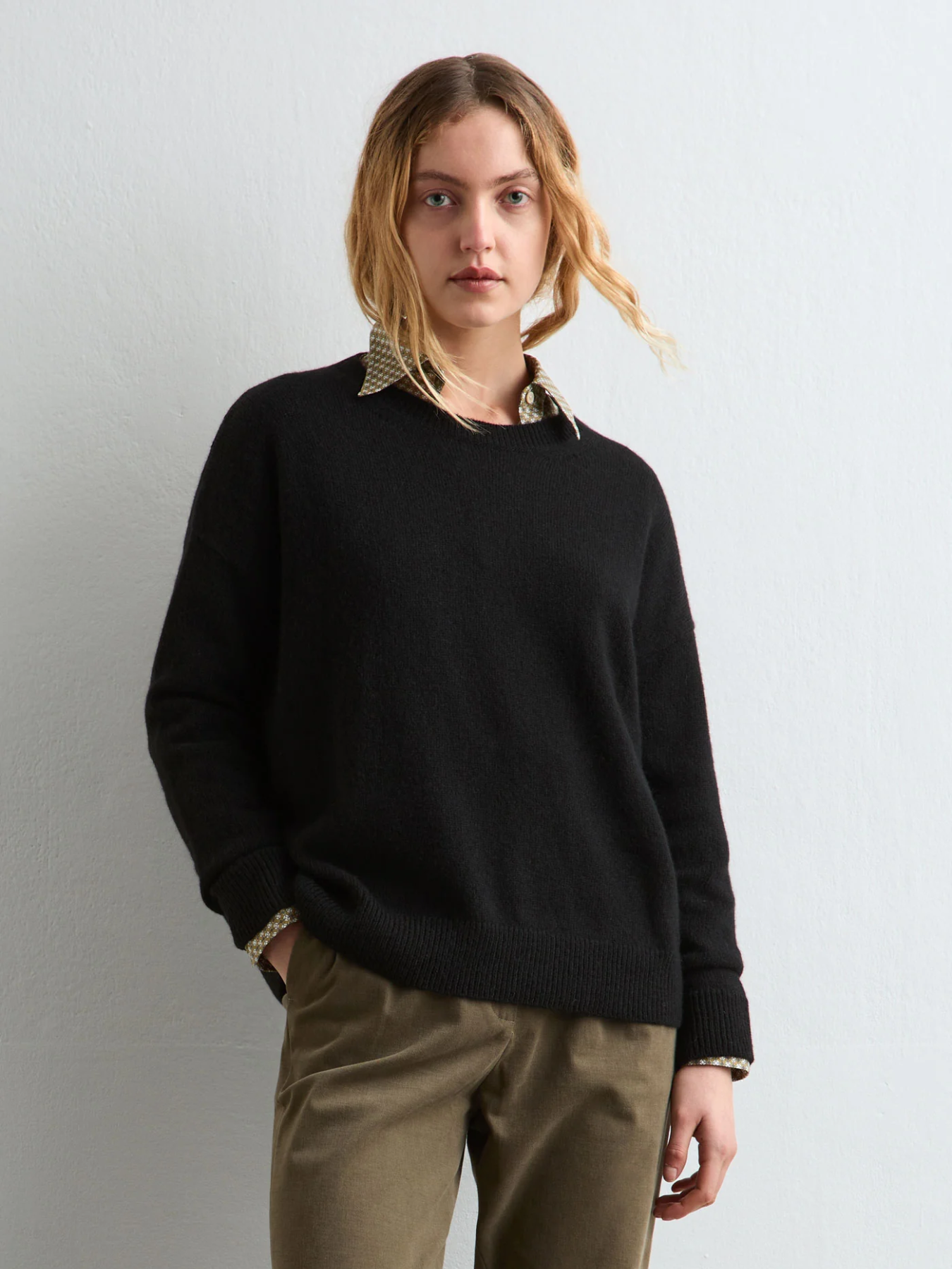 Massimo Alba-Francesca Round Neck Wool Sweater - Nero-Sweaters-Boboli-Vancouver-Canada