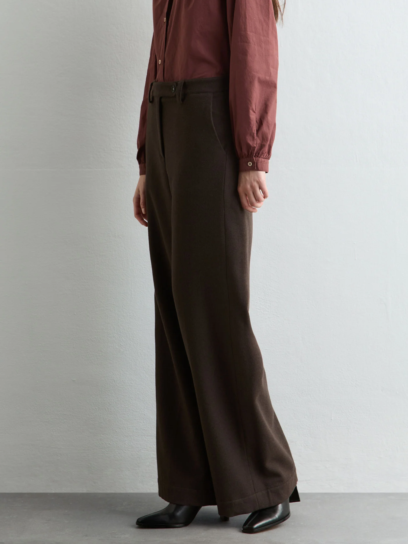 Massimo Alba-Lamia High-Waist Wide-Leg Pant - Brown-Pants-Boboli-Vancouver-Canada