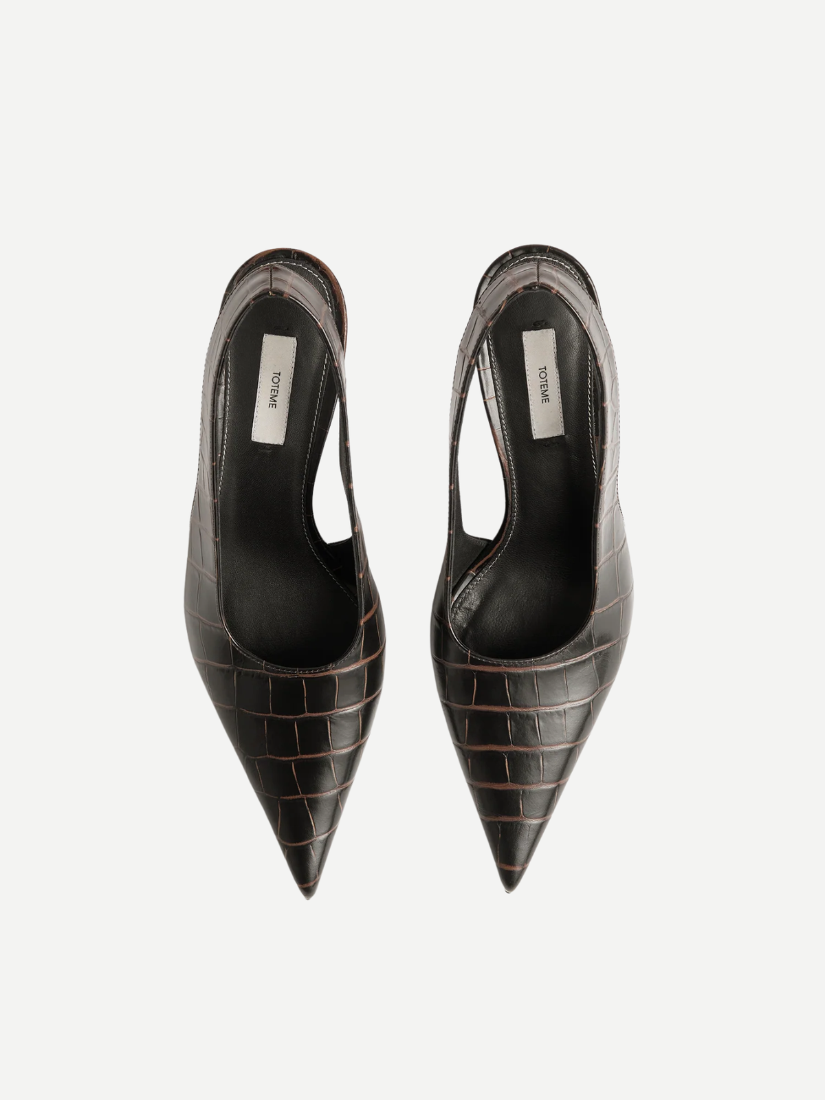 Toteme-Classic Croco-Embossed Slingbacks - Dark Brown-Shoes-Boboli-Vancouver-Canada