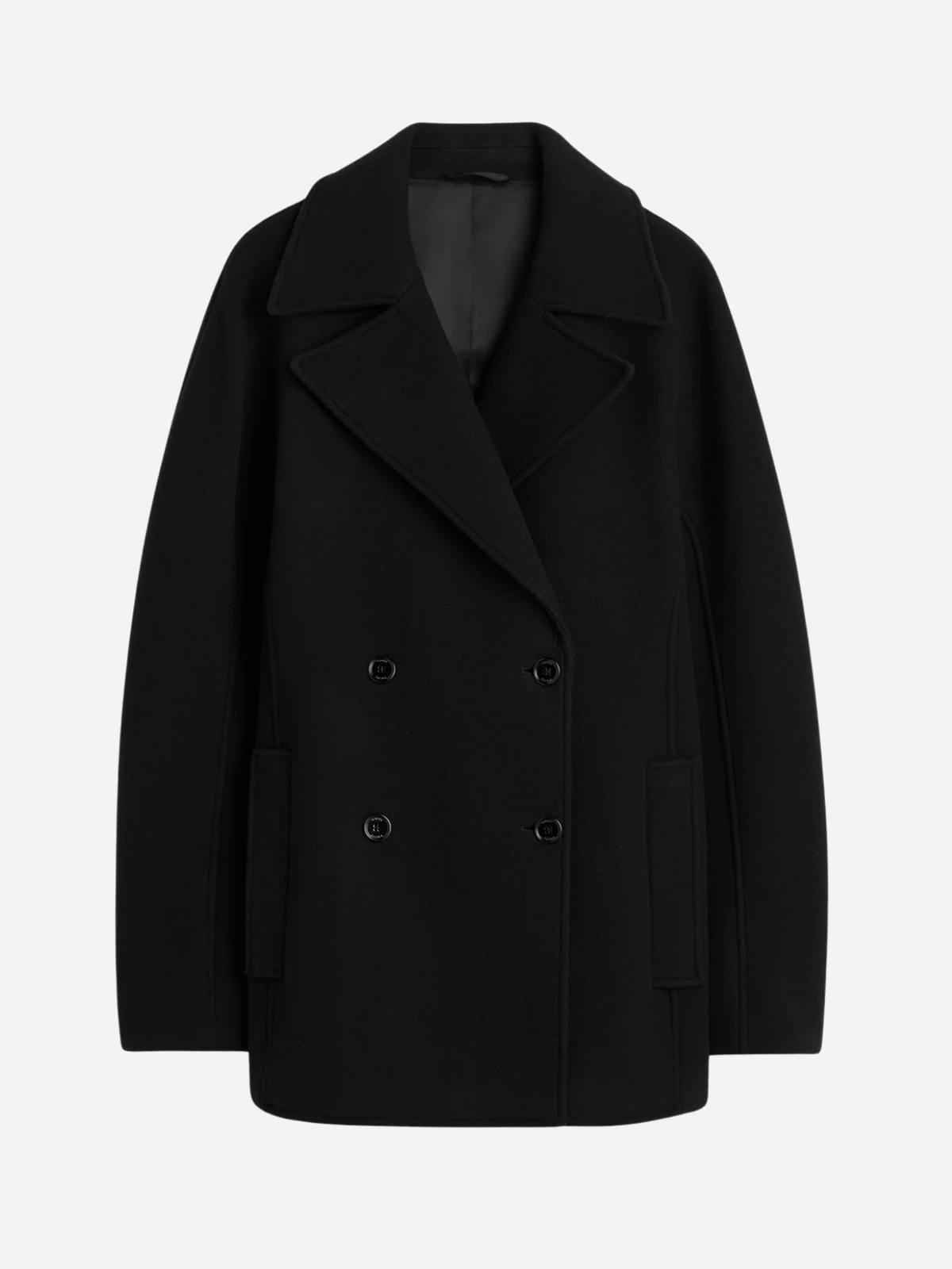 Toteme-Rounded Peacoat - Black-Coats-Boboli-Vancouver-Canada