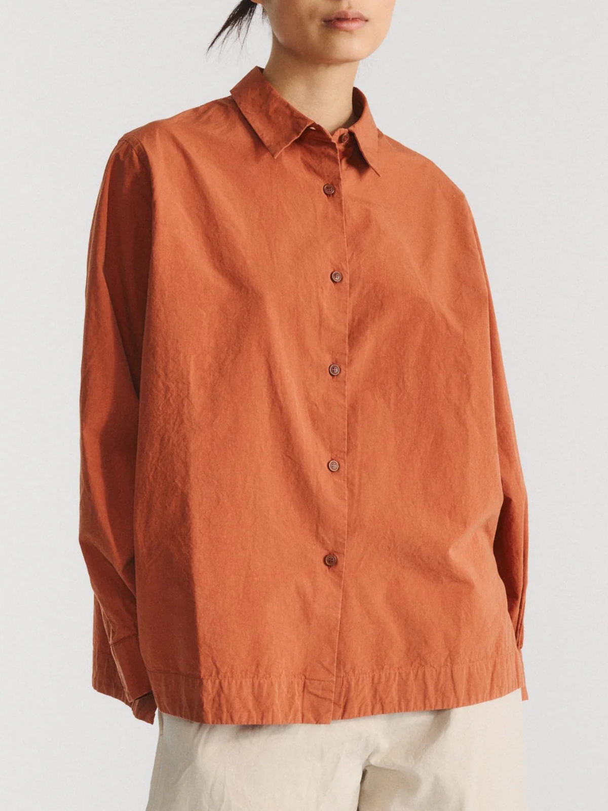 Casey Casey-Biggy Paper Cotton Shirt - Brick-Blouses-Boboli-Vancouver-Canada