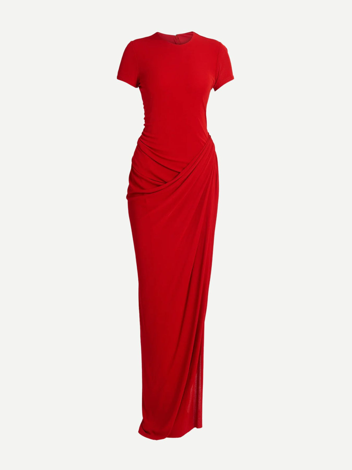 Erdem-Fluid Crepe Jersey Short Sleeve Midi Dress - Ruby Red-Dresses-Boboli-Vancouver-Canada
