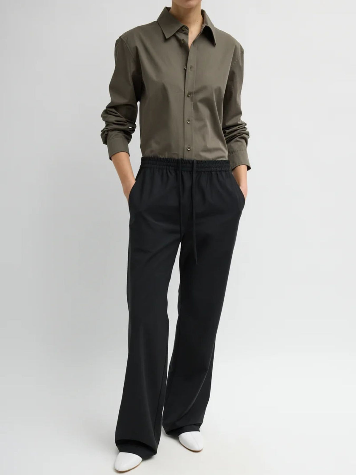 Tibi-Tropical Wool Charles Trouser - Black-Pants-Boboli-Vancouver-Canada