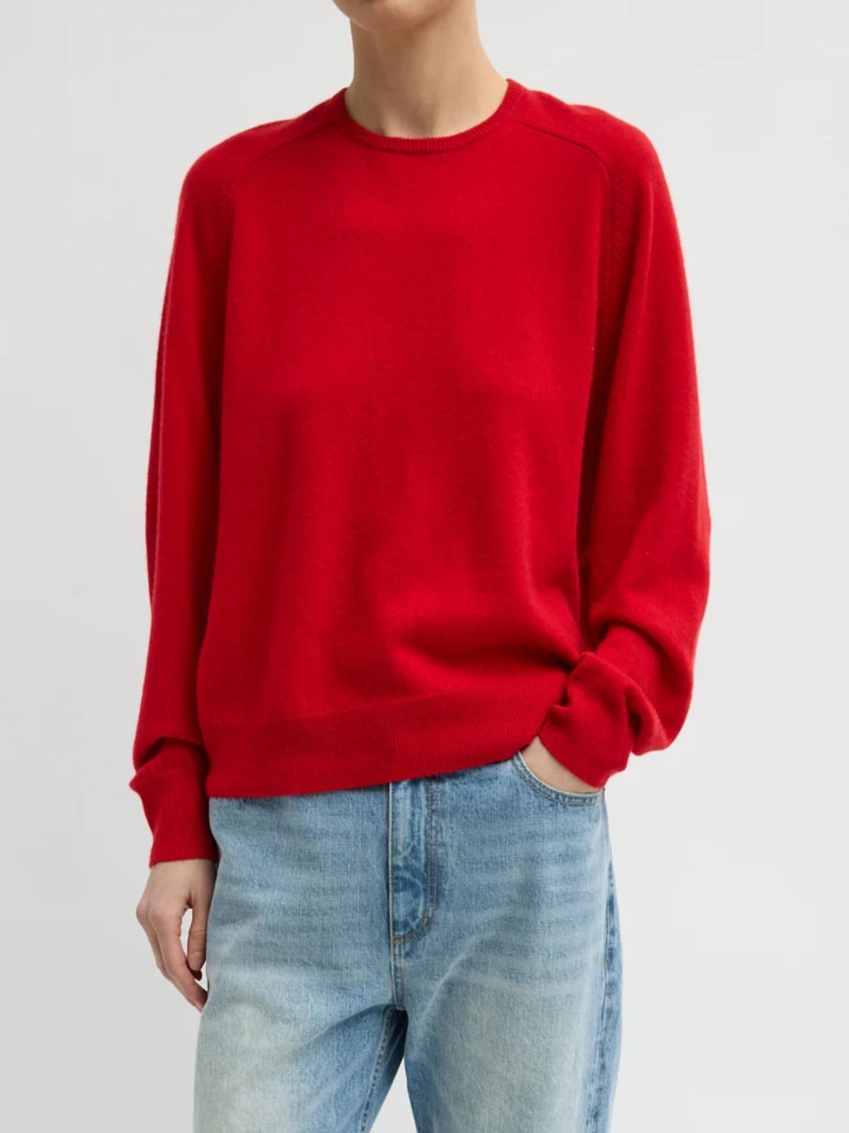 Tibi-Feather Weight Cashmere Crewneck Sweater - Red-Sweaters-Boboli-Vancouver-Canada