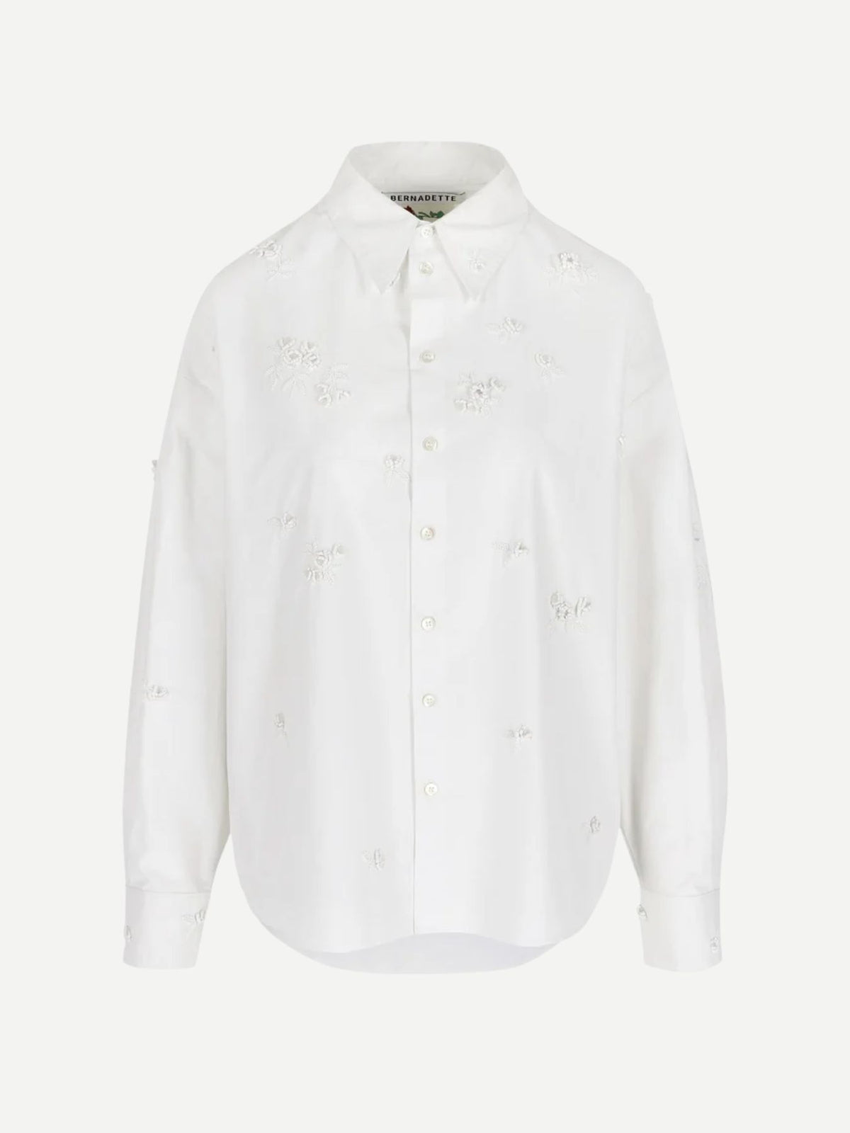 Bernadette-Everett Shirt Lingerie Embroidered Cotton-White Rose Embroil On Optic White-Shirts-Boboli-Vancouver-Canada
