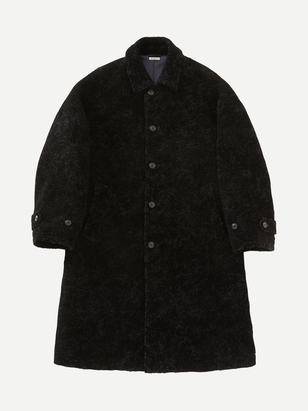 Blue Blue Japan-Mens Knitted Loop Yarn Flock Printed Balmacaan Coat-Dark Navy-Coats-Boboli-Vancouver-Canada