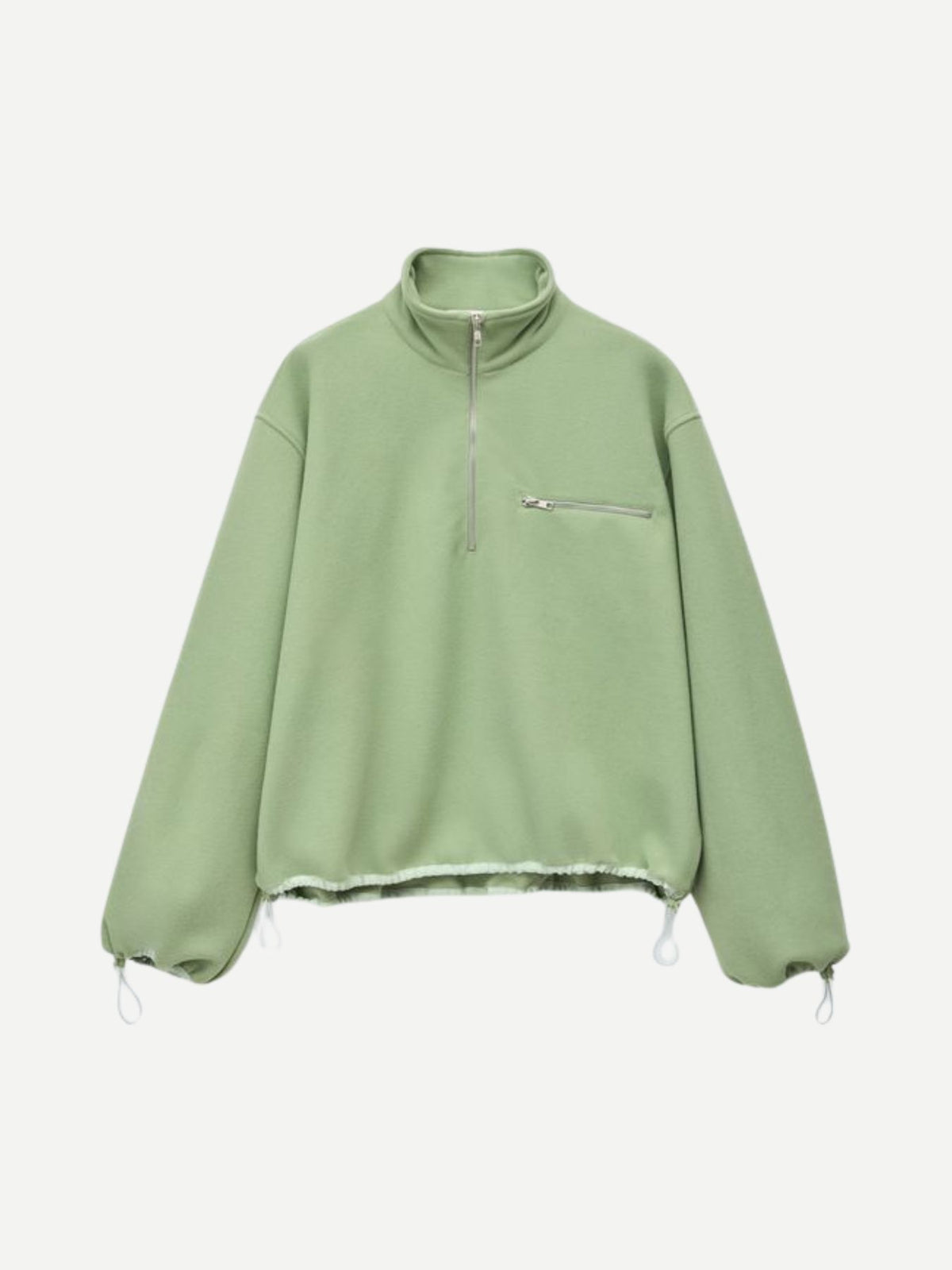 Cecilie Bahnsen-Half-Zip Jacket Wool Felt - Pale Green Papillon Matelasse-Jackets-Boboli-Vancouver-Canada