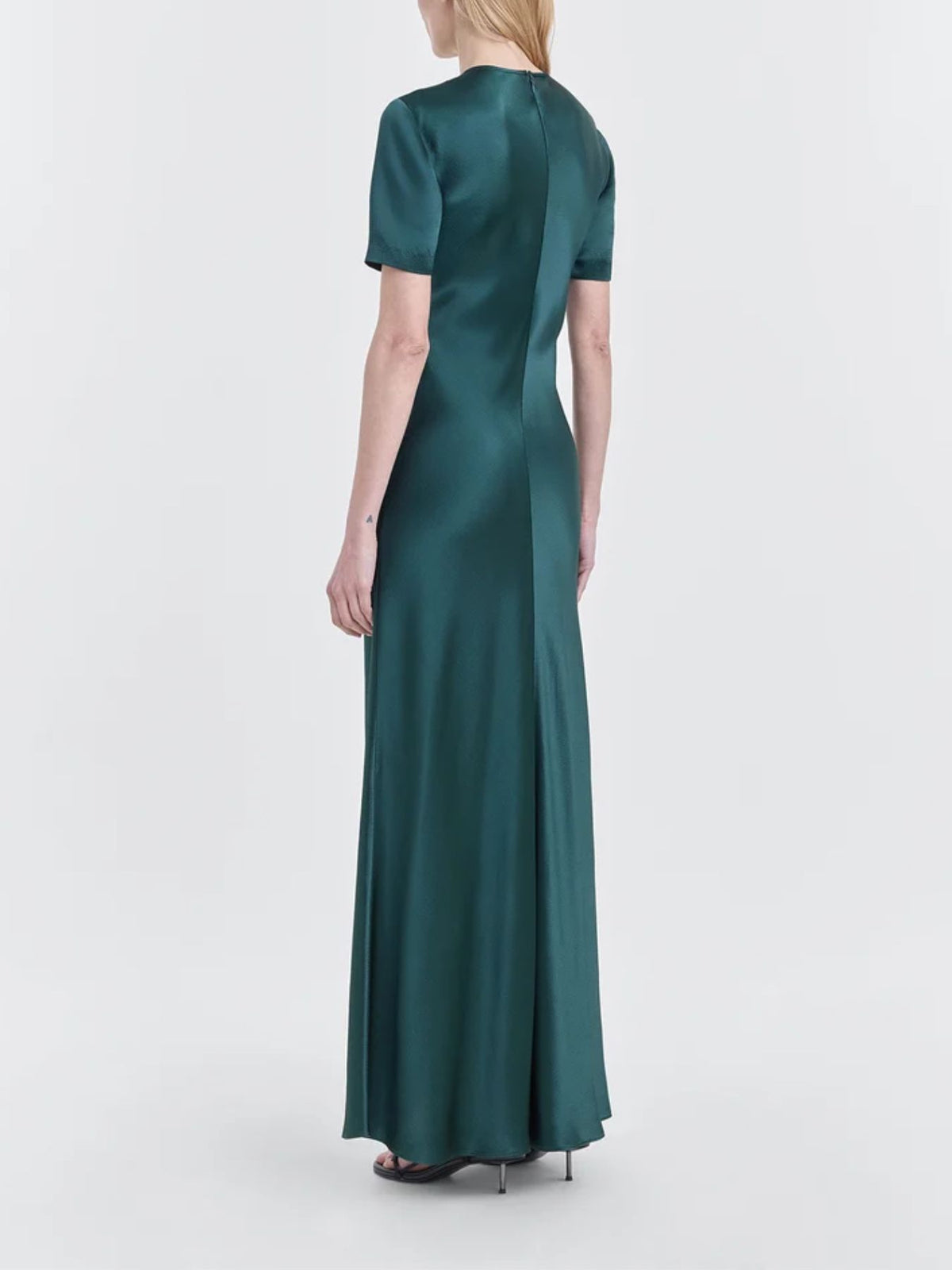 FFORME-Akriti Short Sleeve Bias Cut Dress-Evergreen-Dresses-Boboli-Vancouver-Canada