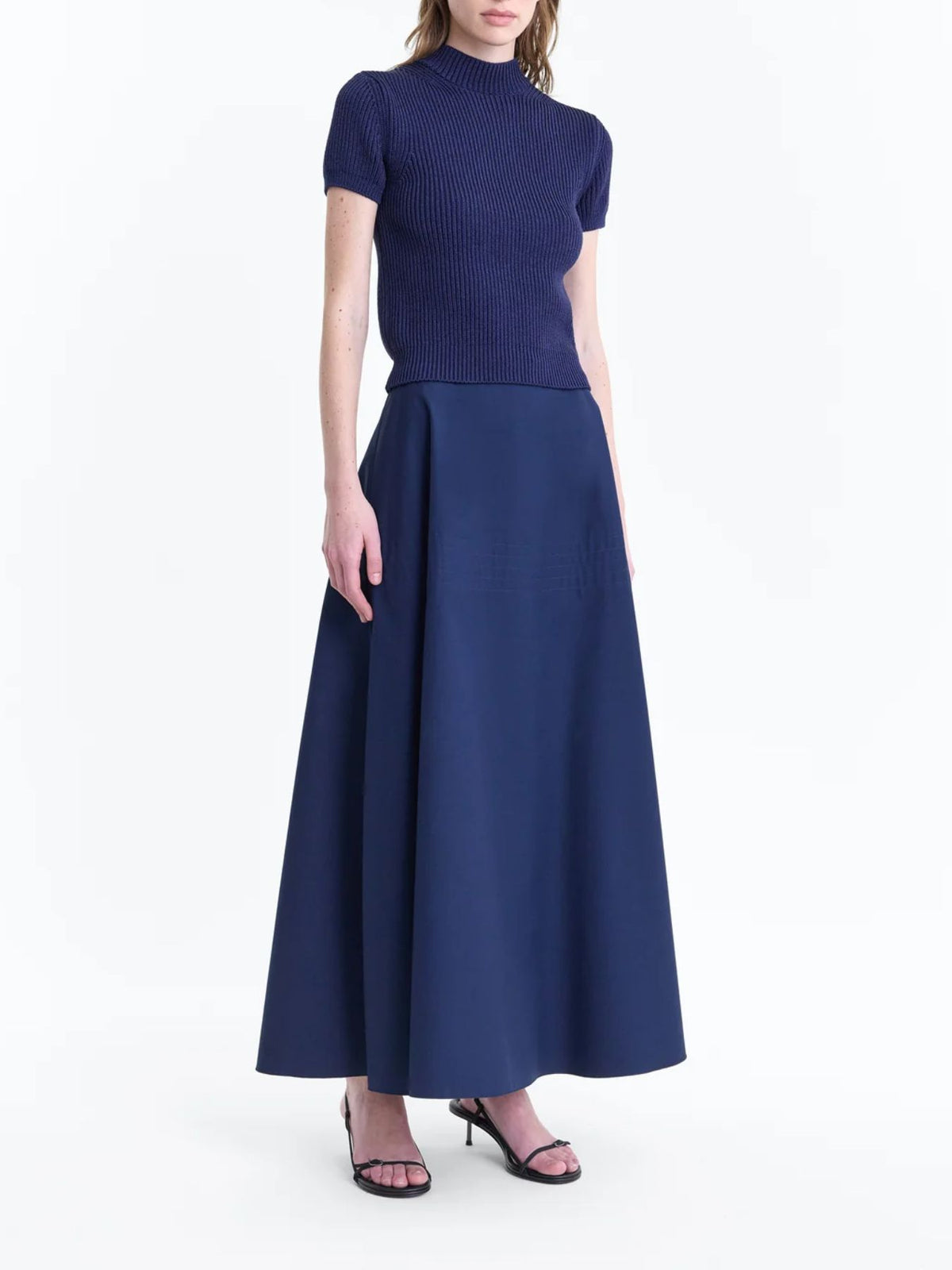 FFORME-Deeta Flared Skirt-Dark Navy-Skirts-Boboli-Vancouver-Canada