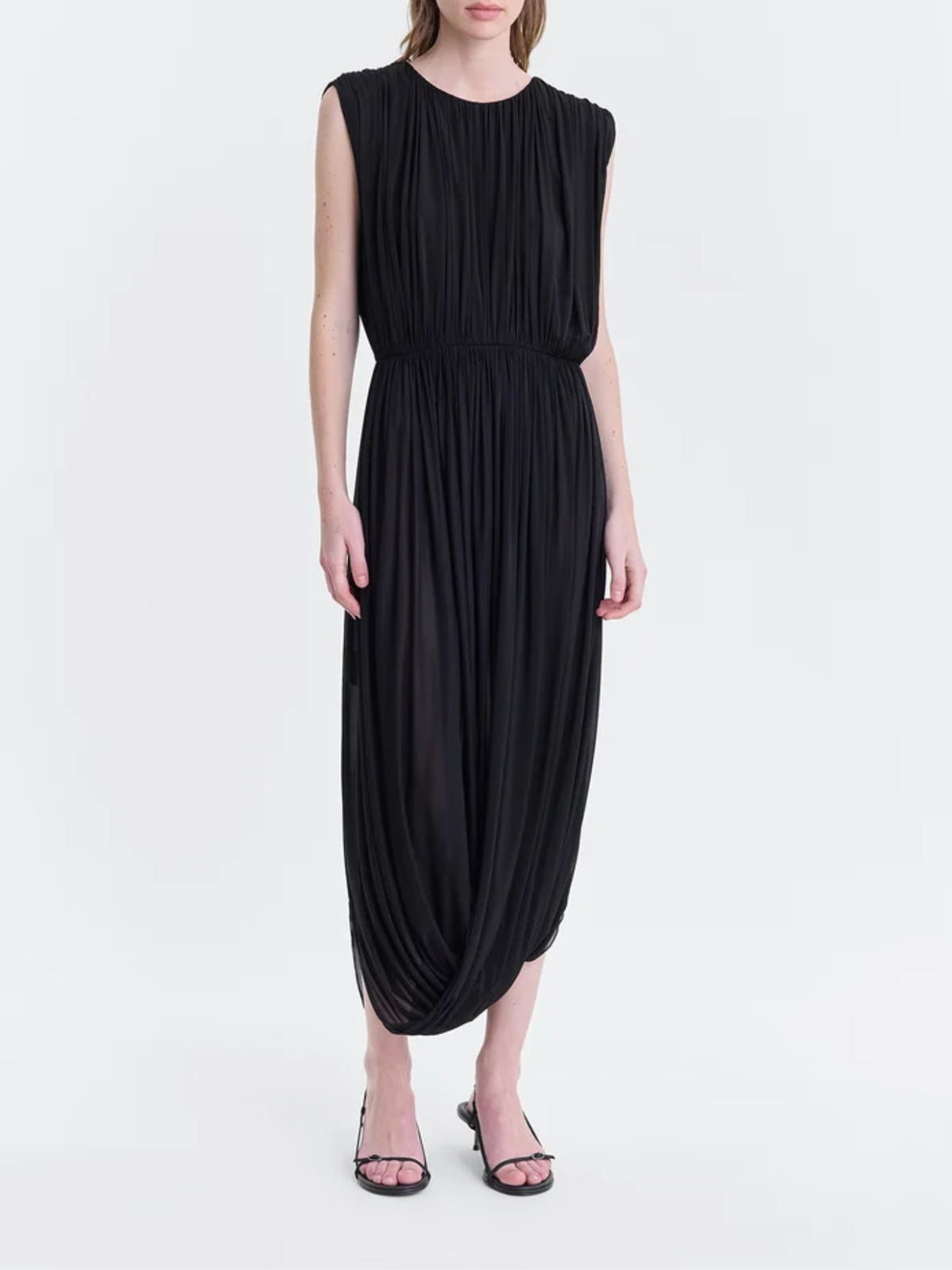 FFORME-Leonora Draped Column Jersey Dress-Black-Dresses-Boboli-Vancouver-Canada
