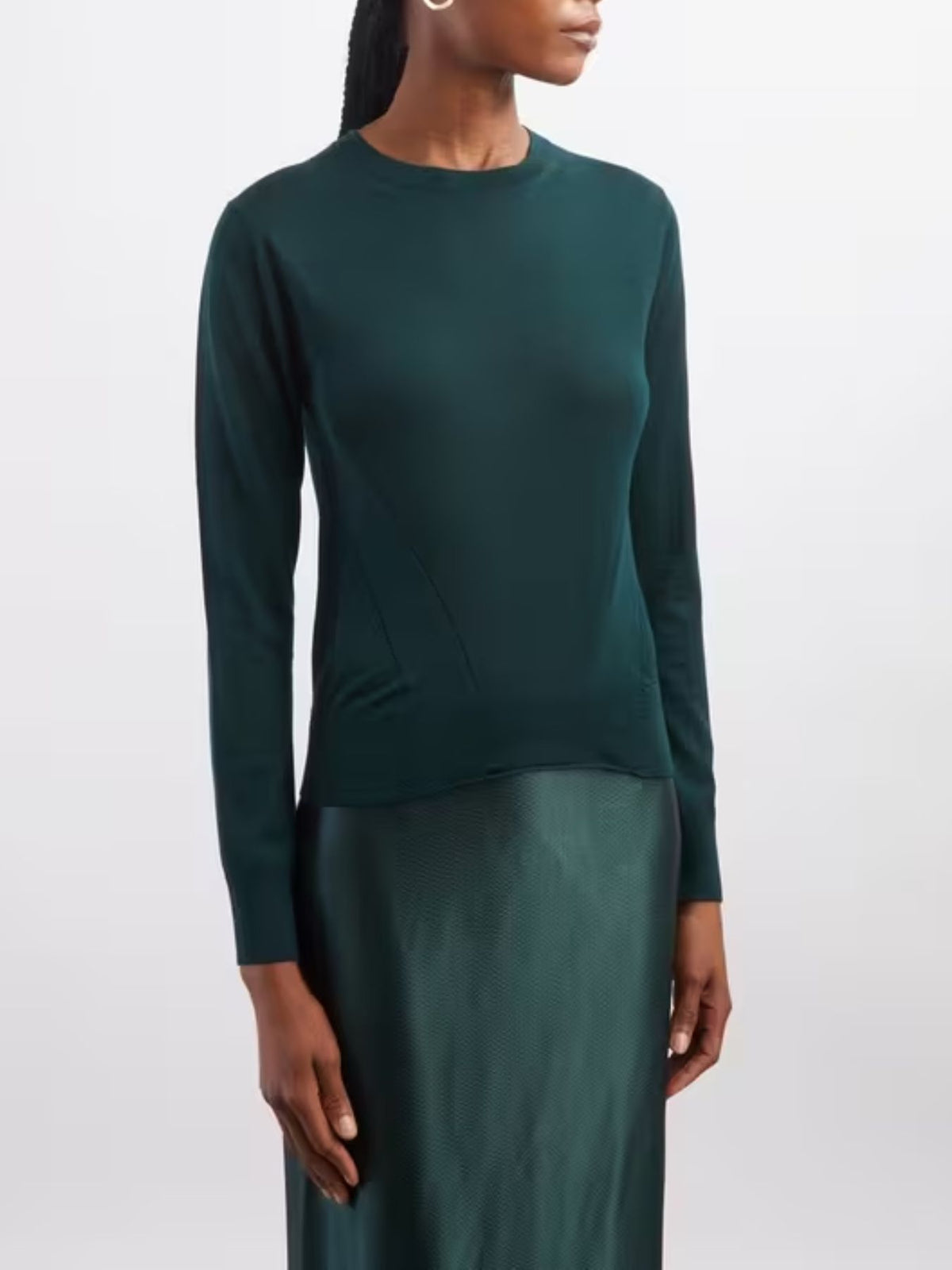 FFORME-Mitchell Light Merino Crew Neck Sweater-Evergreen-Sweaters-Boboli-Vancouver-Canada